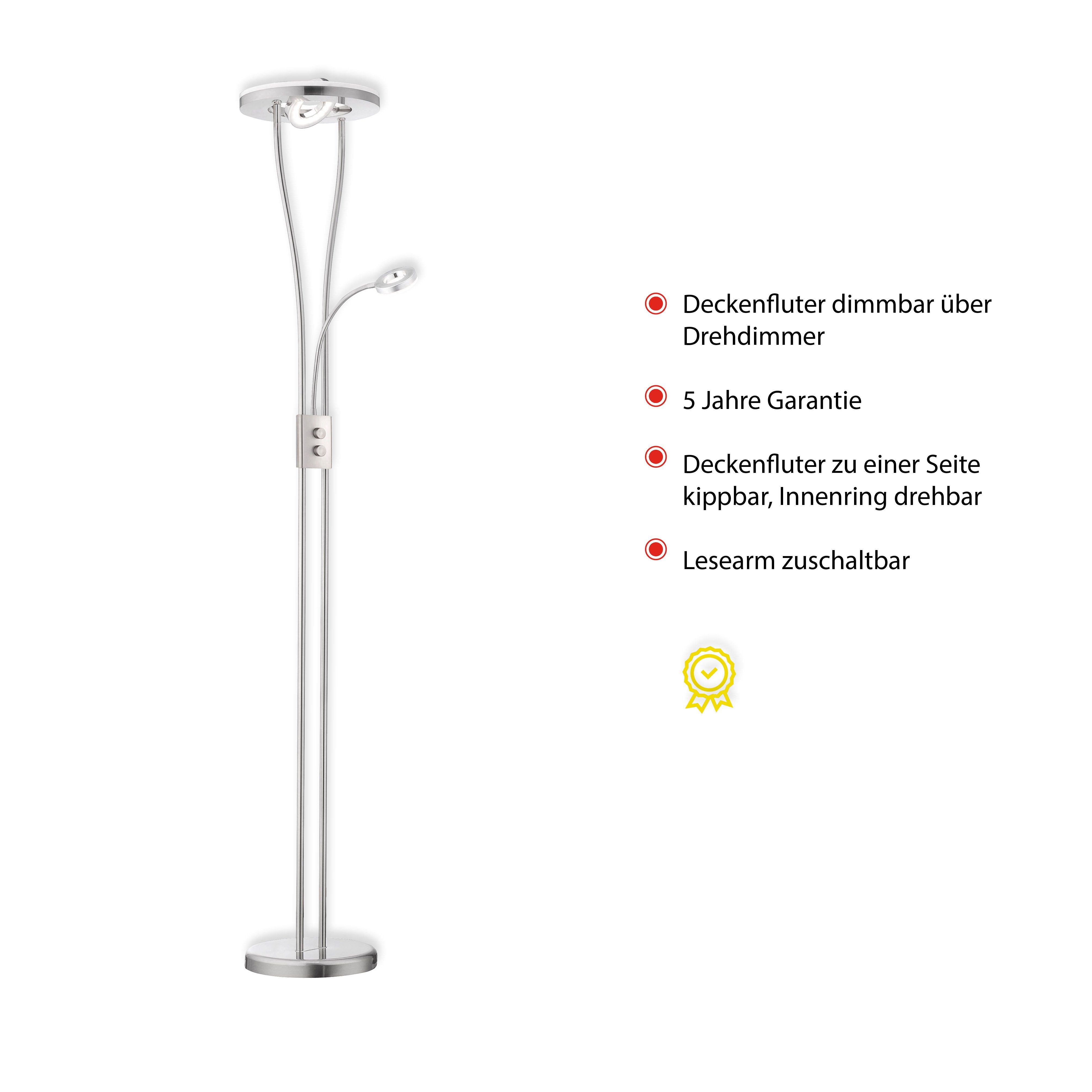 JUST LIGHT Stehlampe HELIA, LED fest integriert, Warmweiß, LED, dimmbar über Drehdimmer, Schalter, Drehschalter