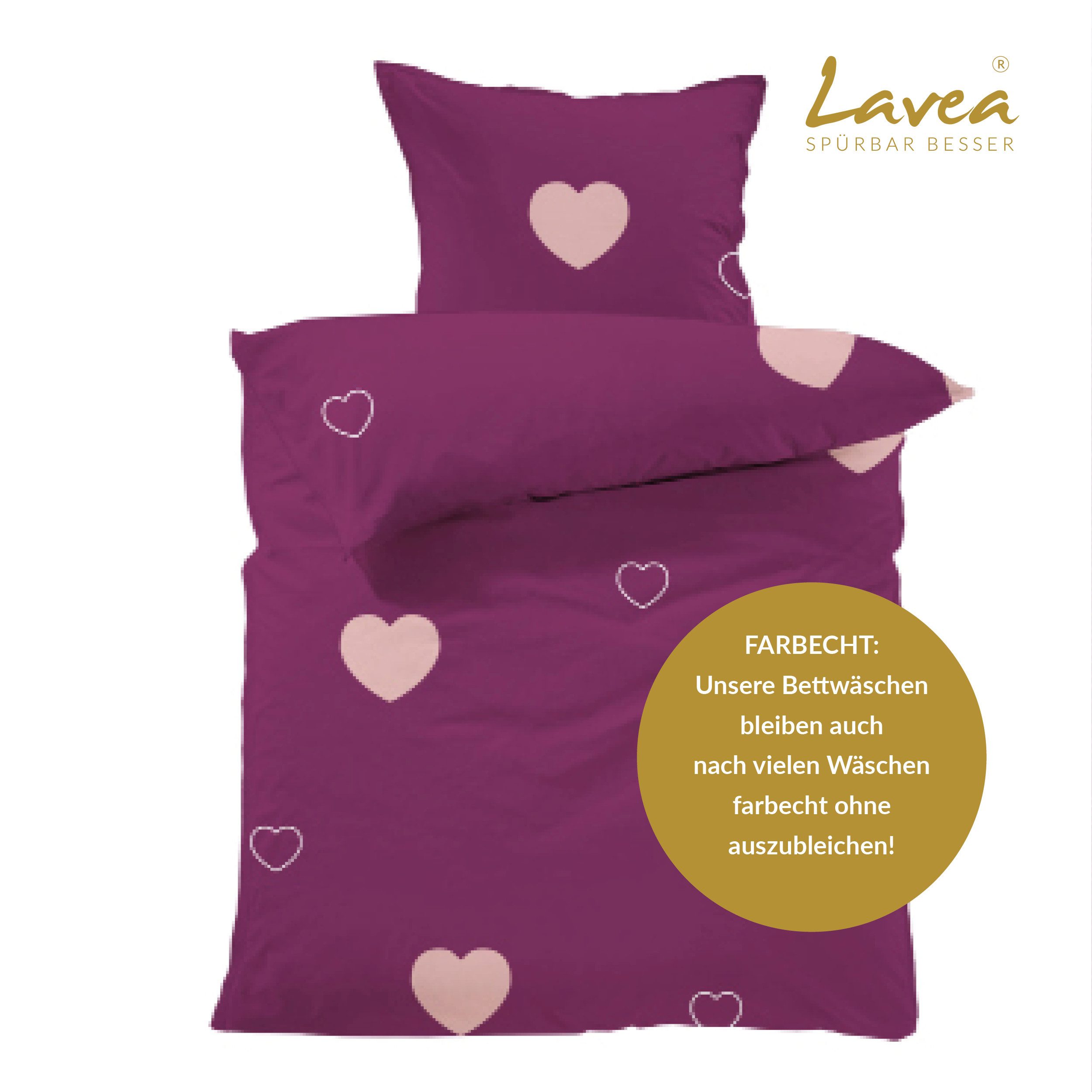 Lavea Kinderbettwäsche Bettwäsche Kinder Herzen Set, mit Reißverschluss, mit Herzmotiv, 100% Baumwolle, 2 teilig, weiche Bezüge für Bettdecke und Kopfkissen – Bild 4 von 5