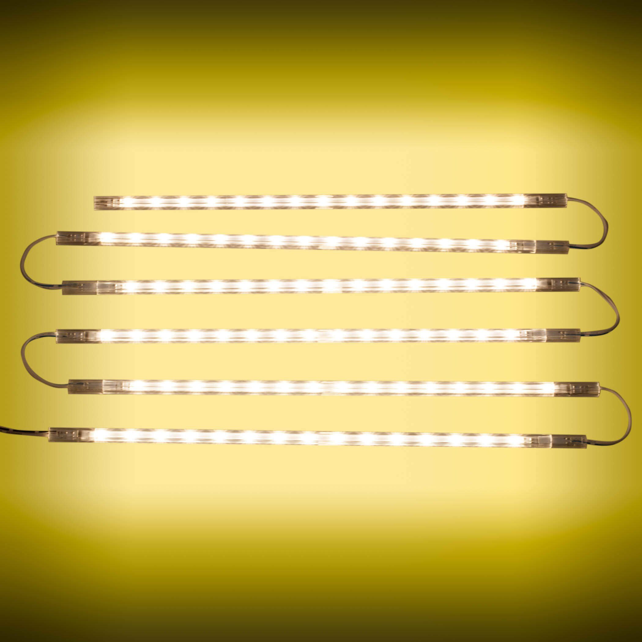 SEBSON Aufbauleuchte LED Lichtleiste 30cm 12V warmweiß 6-tlg, mit Stecker und Schalter