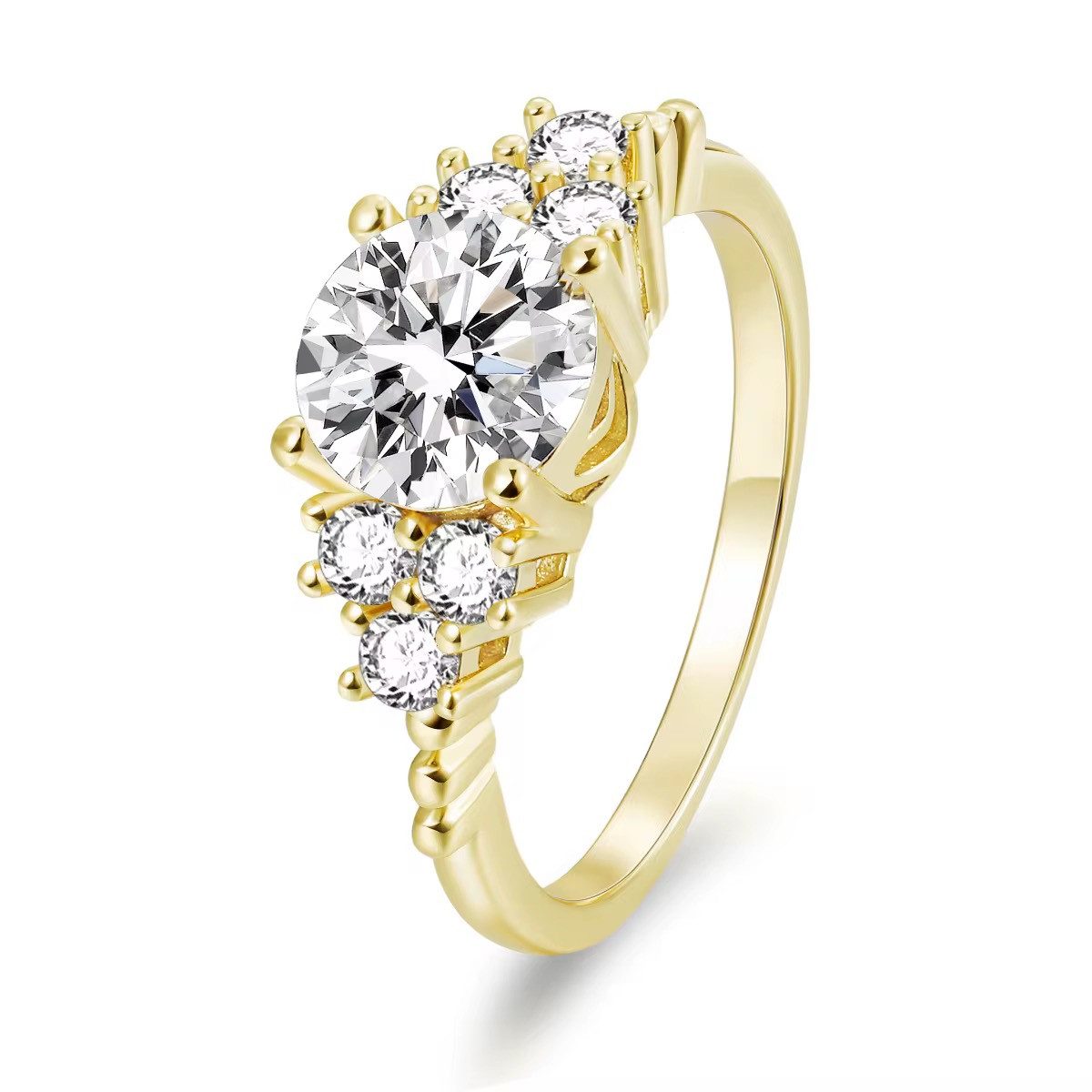 ROUGEMONT Solitärring Extravaganter Solitär Damen Ring Moissanit 925 Silber 18K Gold