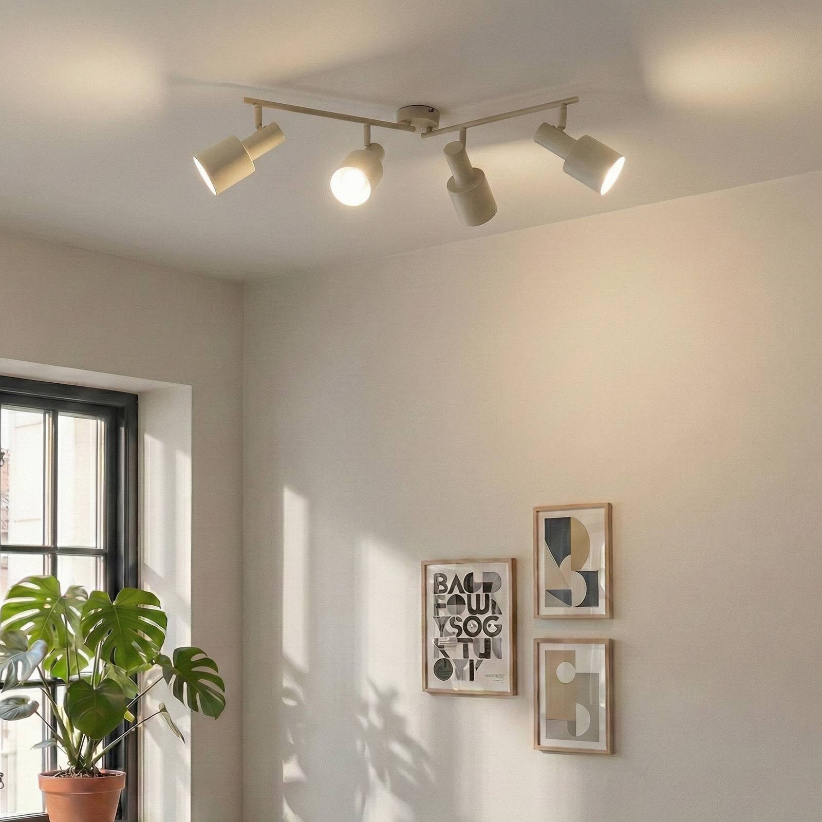 Lindby Deckenstrahler Ovelia, Metall, Creme IP20, 4 x 15 W LED