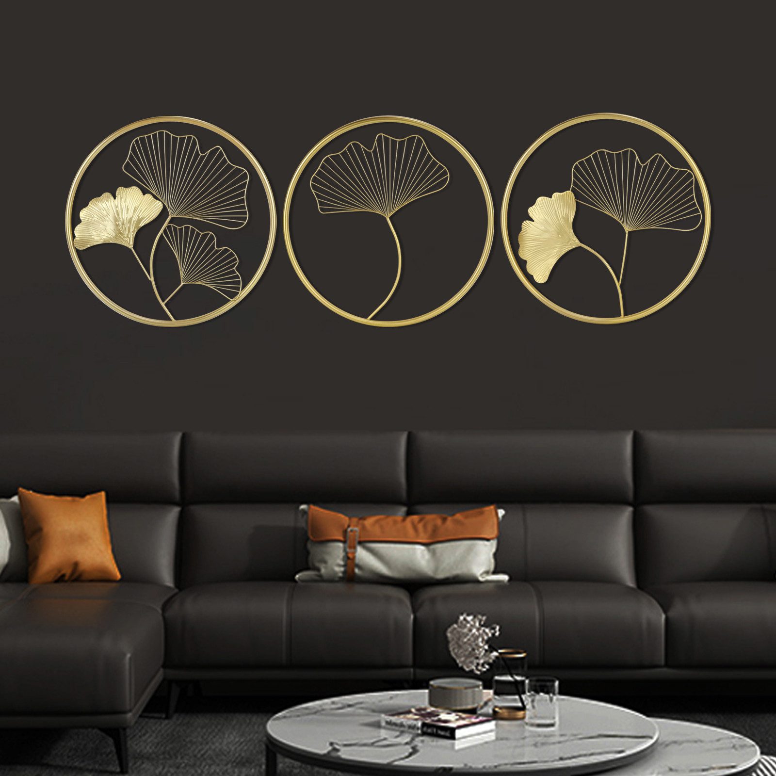 HAUSS SPOLE Wanddekoobjekt 3er Wanddekoration Wanddeko Wandhänger Raumdekoration Metall (Geschenk 45CM, 3 St., Runde Ornament Wandbehang Kunst Hängen Wandschmuck), für Аксессуары для домаen Haus Wohnzimmer Esszimmer Schlafzimmer Küche Korridor