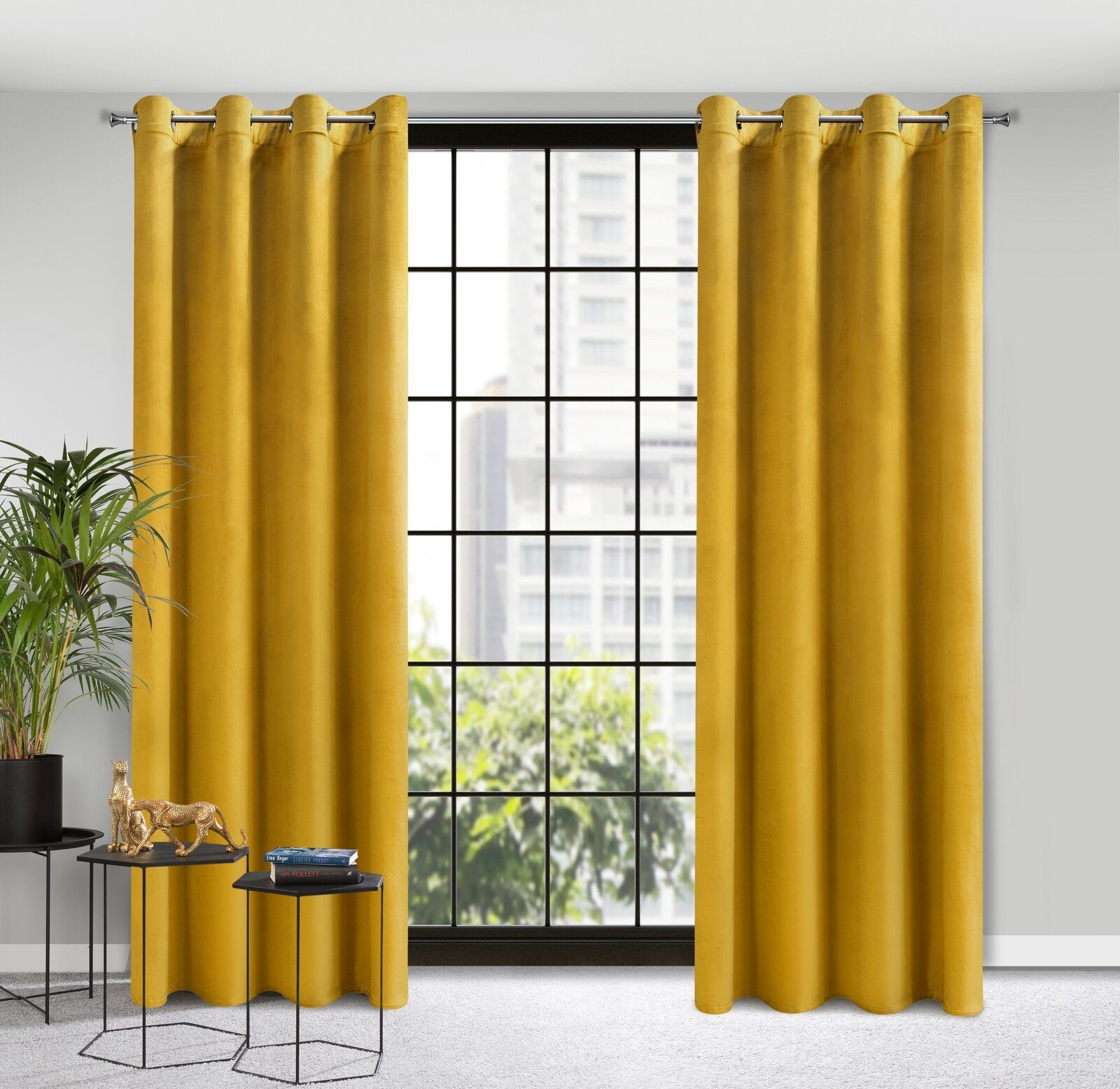 Design91 Vorhang Samtvorhänge 140x250 cm (1 St), Ösen, blickdicht, Samt, Wohnzimmer