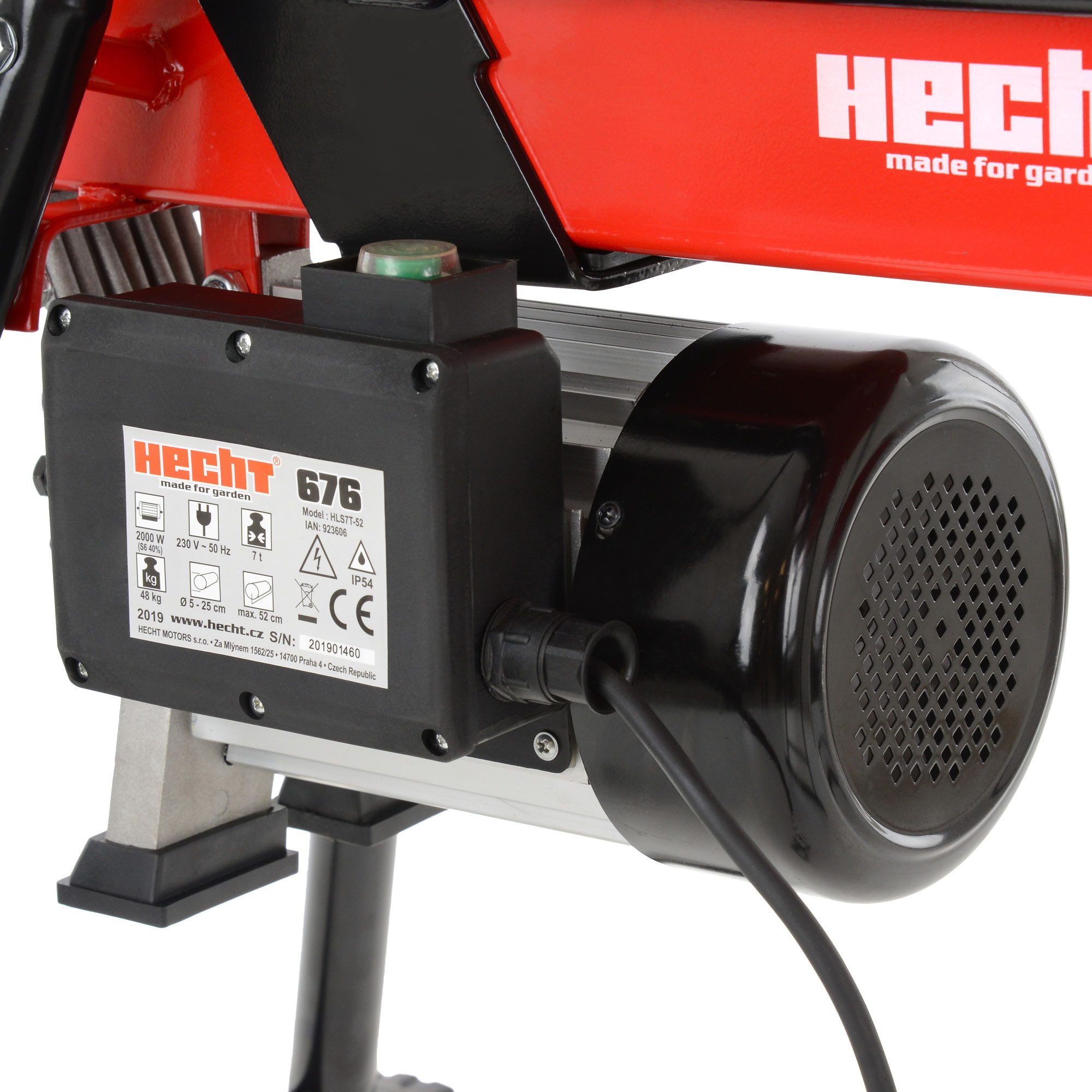 Hecht Elektroholzspalter 676 liegend, Spaltgutlänge bis 52 cm, Spaltgutdurchmesser bis 25 cm, 230v, 7 Tonnen