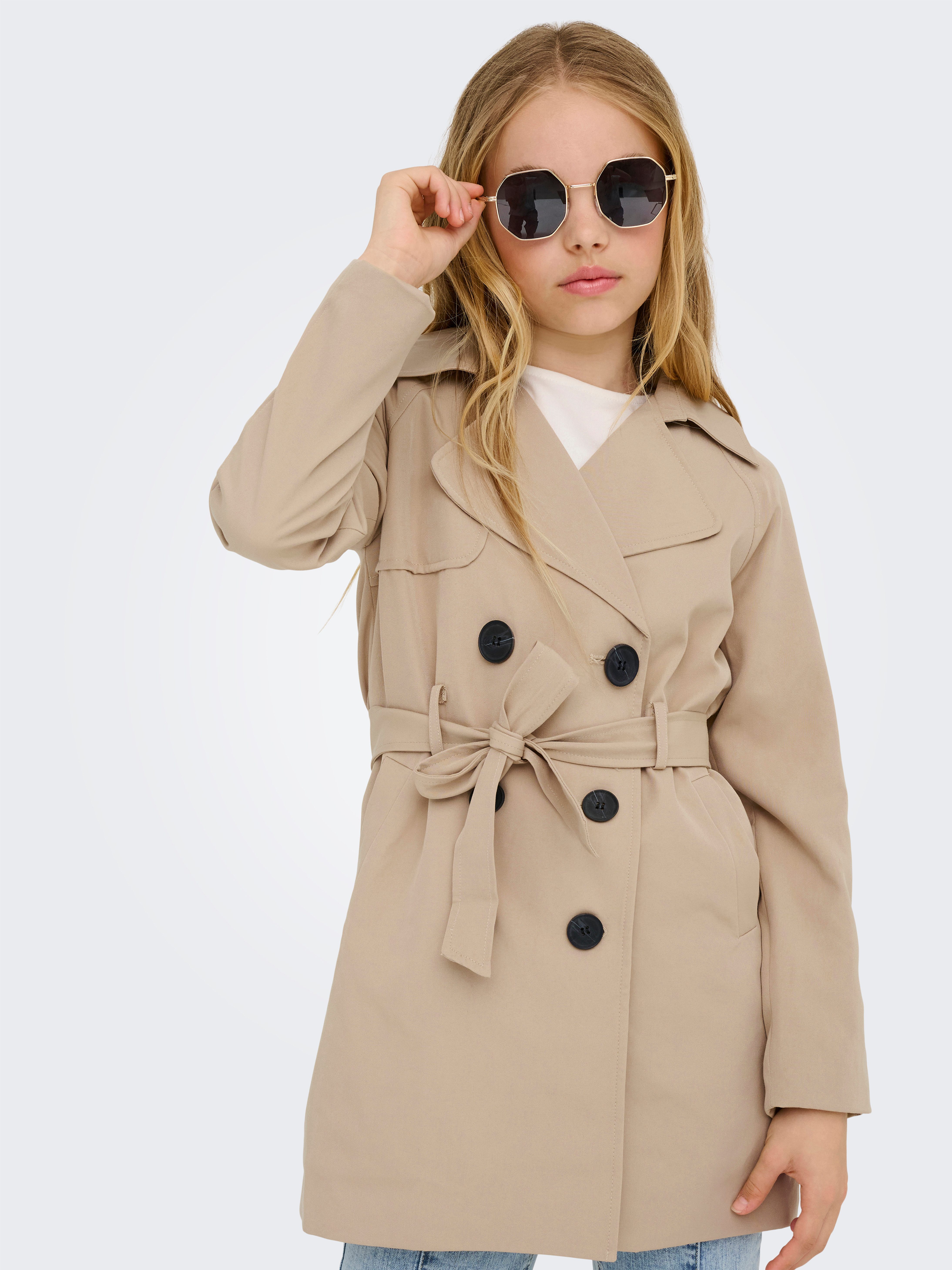 KIDS ONLY Trenchcoat KOGCHLOE LIFE TRENCHCOAT DB OTW NOOS mit abnehmbarem Bindegürtel