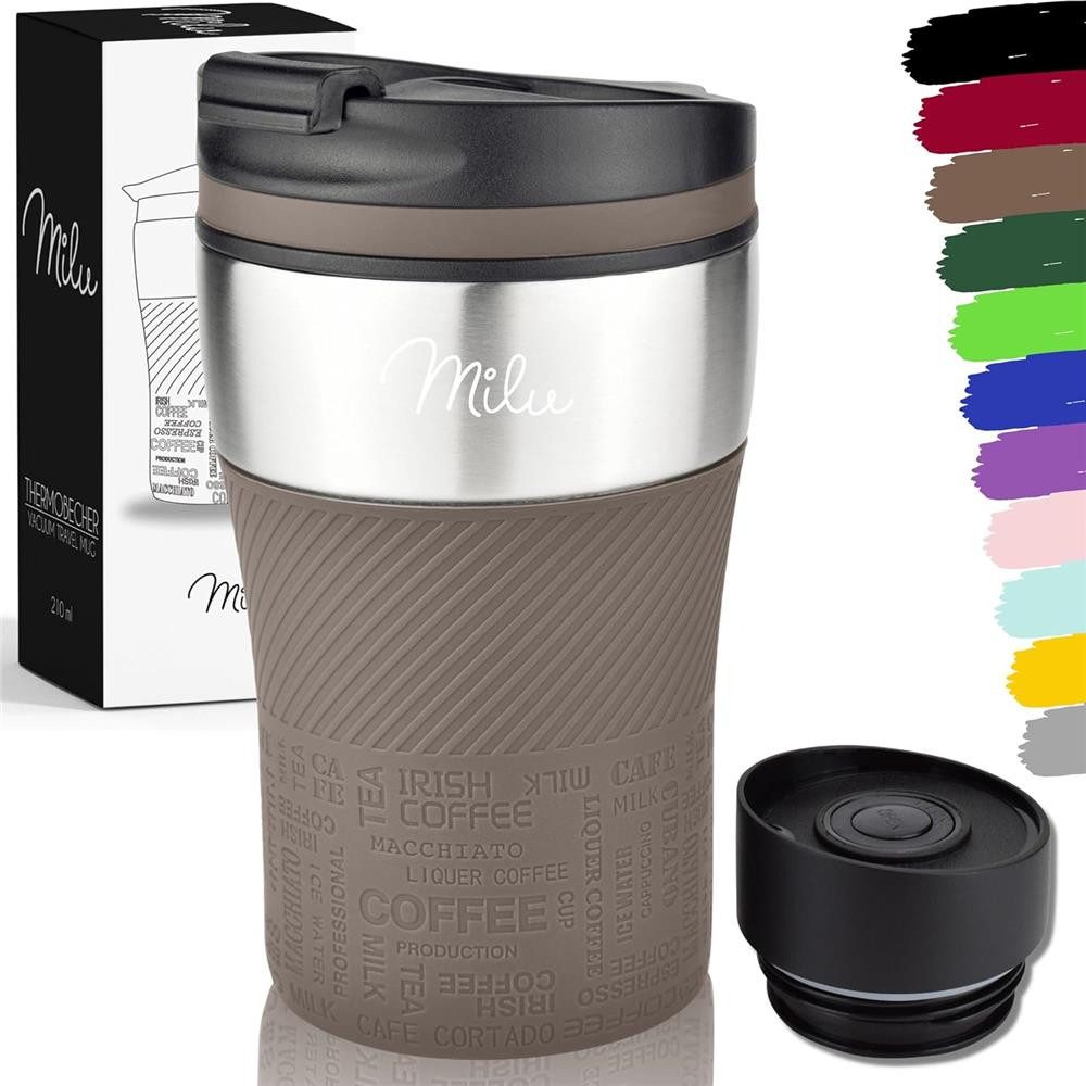 Milu Thermobecher Thermobecher Kaffee To Go Edelstahl 210 ml, auslaufsicher, isoliert