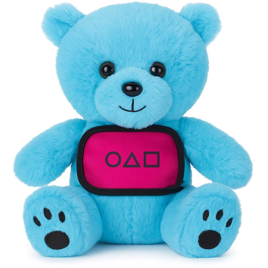 Squid Game Kuscheltier Squid Game Plüschbär Teddy 25 cm blau rosa Kuscheltier Figur Geschenk (Set, 1-St., Geschenk-Set), Sale Geschenke für Mädchen Jungen Kinder Babys spielen Sammlerstück
