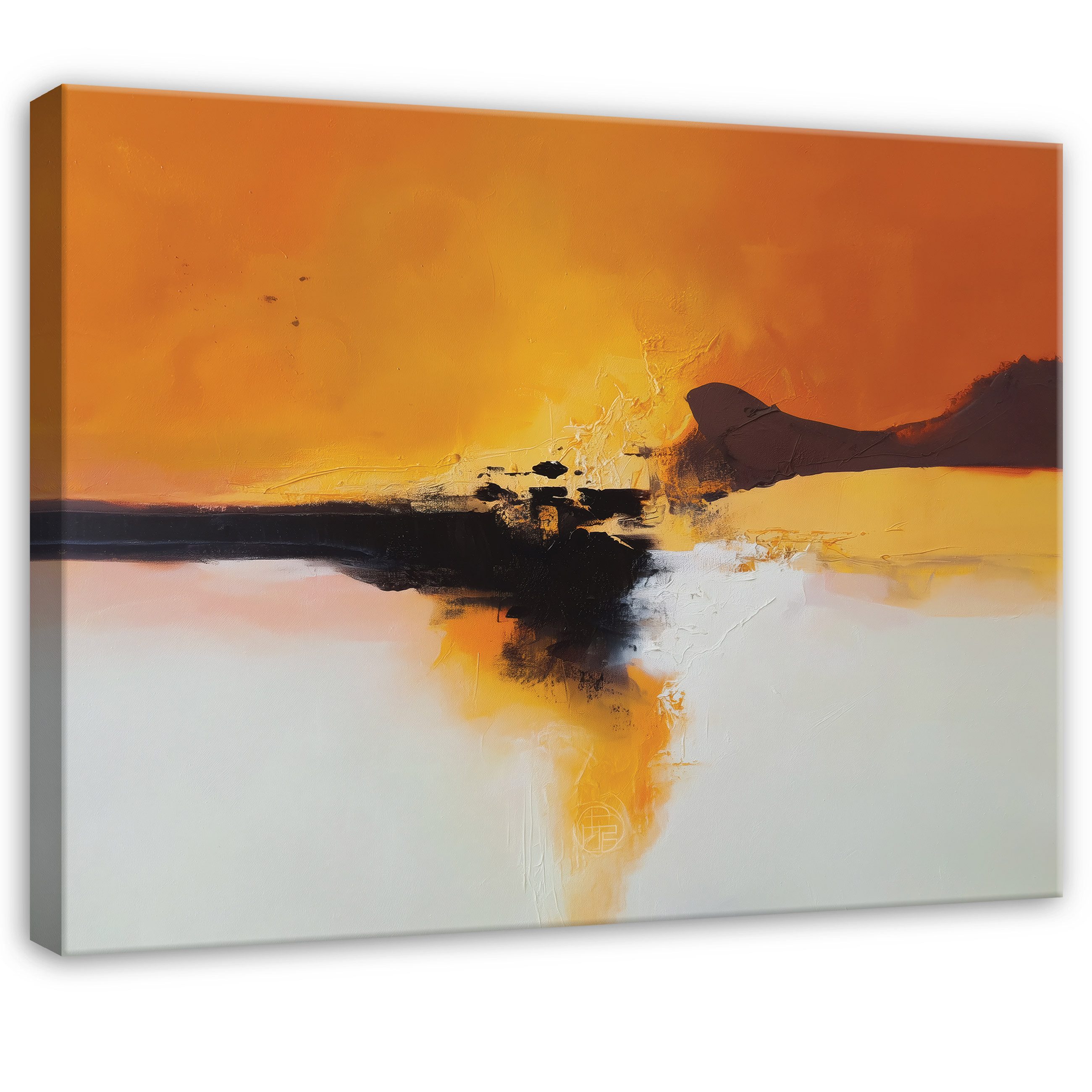 Wallarena Leinwandbild Abstrakt Orange Schwarz Modern Wandbilder Wand Deko XXL Зображення, Abstrakt (groß Зображення Wohnzimmer Schlafzimmer Einteilig, 1 St), Зображення Klein Wohnzimmer Schlafzimmer Küche Wandbild Wand Deko 40x30