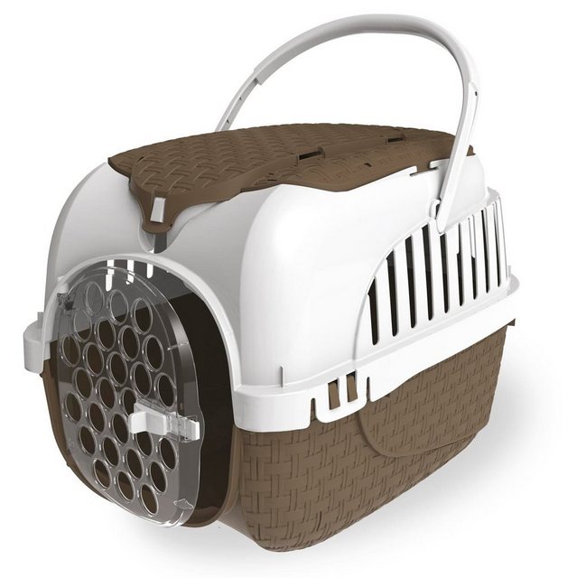 PETGARD Tiertransportbox Transportbox Hundebox Katzenbox Kleintierbox TOUR, 51 x 32 x 34 cm inkl. gratis Napf Braun