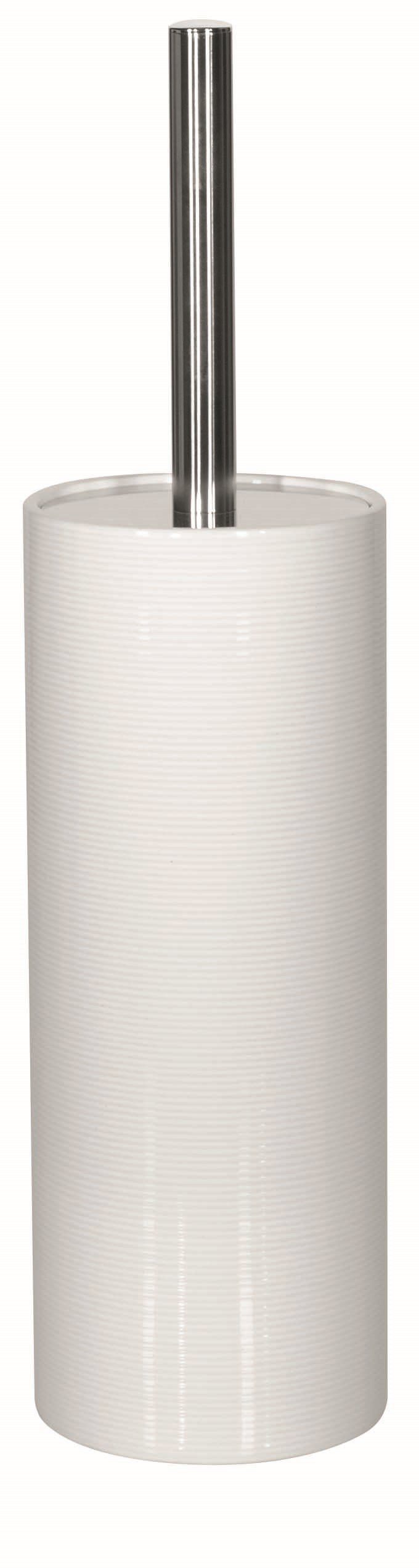 spirella Toilettenpapierhalter WC-Bürste TUBE RIBBED, Toilettenbürste aus hochwertiger Keramik, mit Deckel, mit Rillenstruktur in 3D-Effekt, weiß