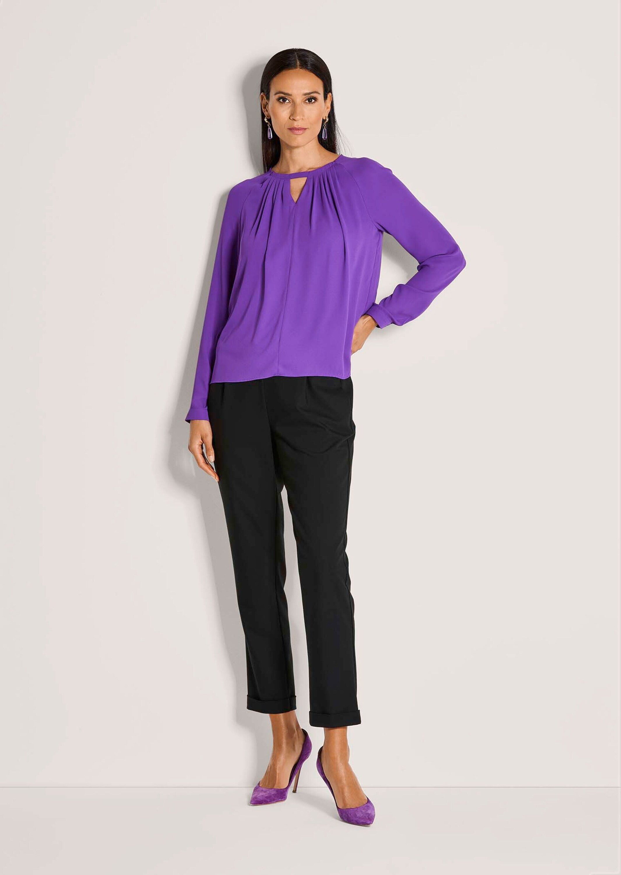 MADELEINE Langarmbluse Elegante Bluse mit V-Ausschnitt Zarte Falten mit sem günstig online kaufen