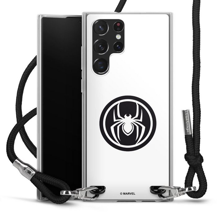 DeinDesign Handyhülle Spider-Man Spider Logo White Samsung Galaxy S22 Ultra Handykette Hülle mit Band Case zum Umhängen