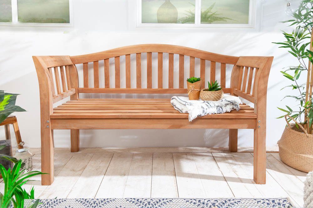 riess-ambiente Gartenbank EMPIRE TEAK 127cm braun (1-St), Massivholz · mit Lehne · Sitzbank · Outdoor · Balkonmöbel