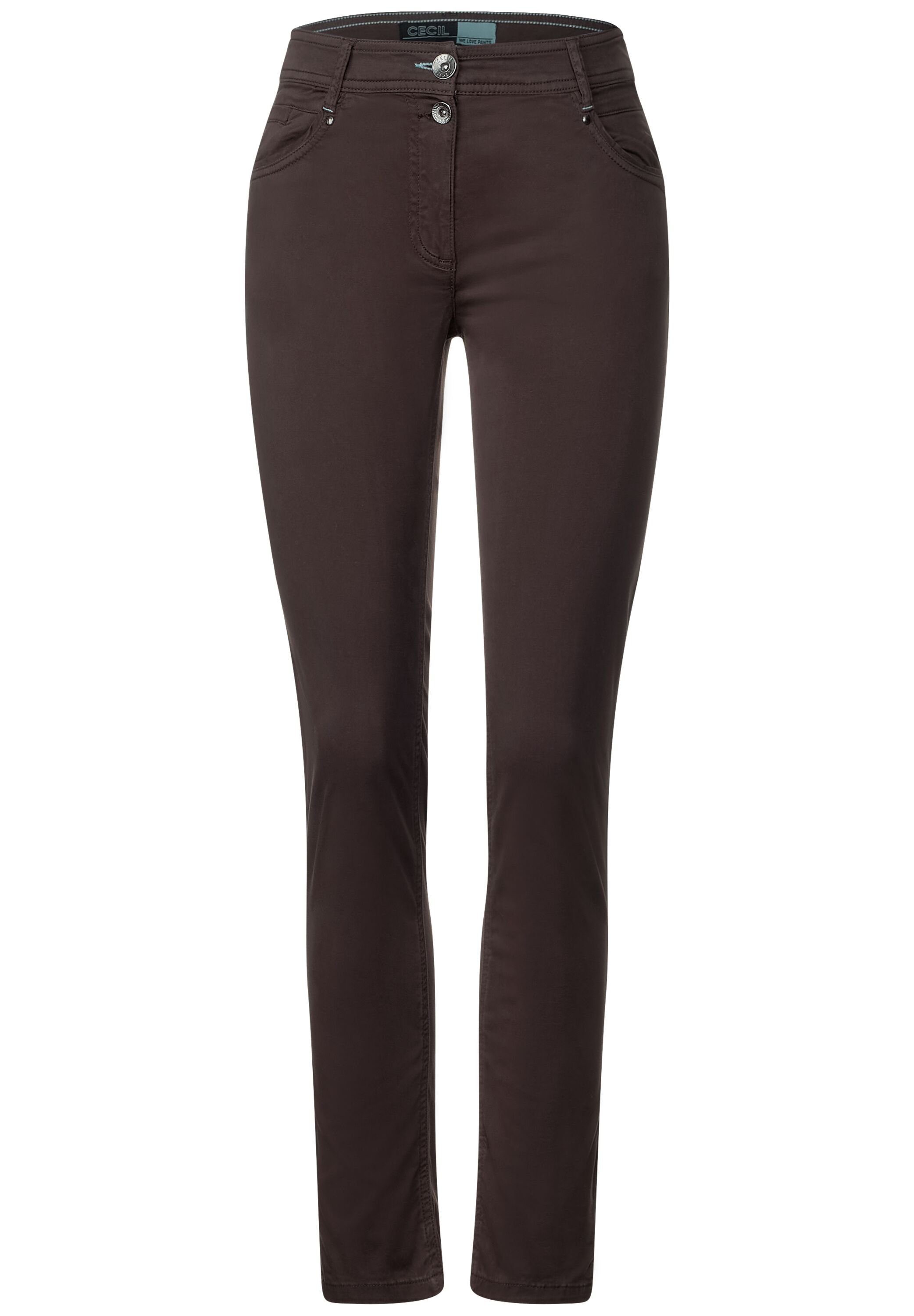 dark Stoffhose 5-Pocket-Style brown Cecil coffee