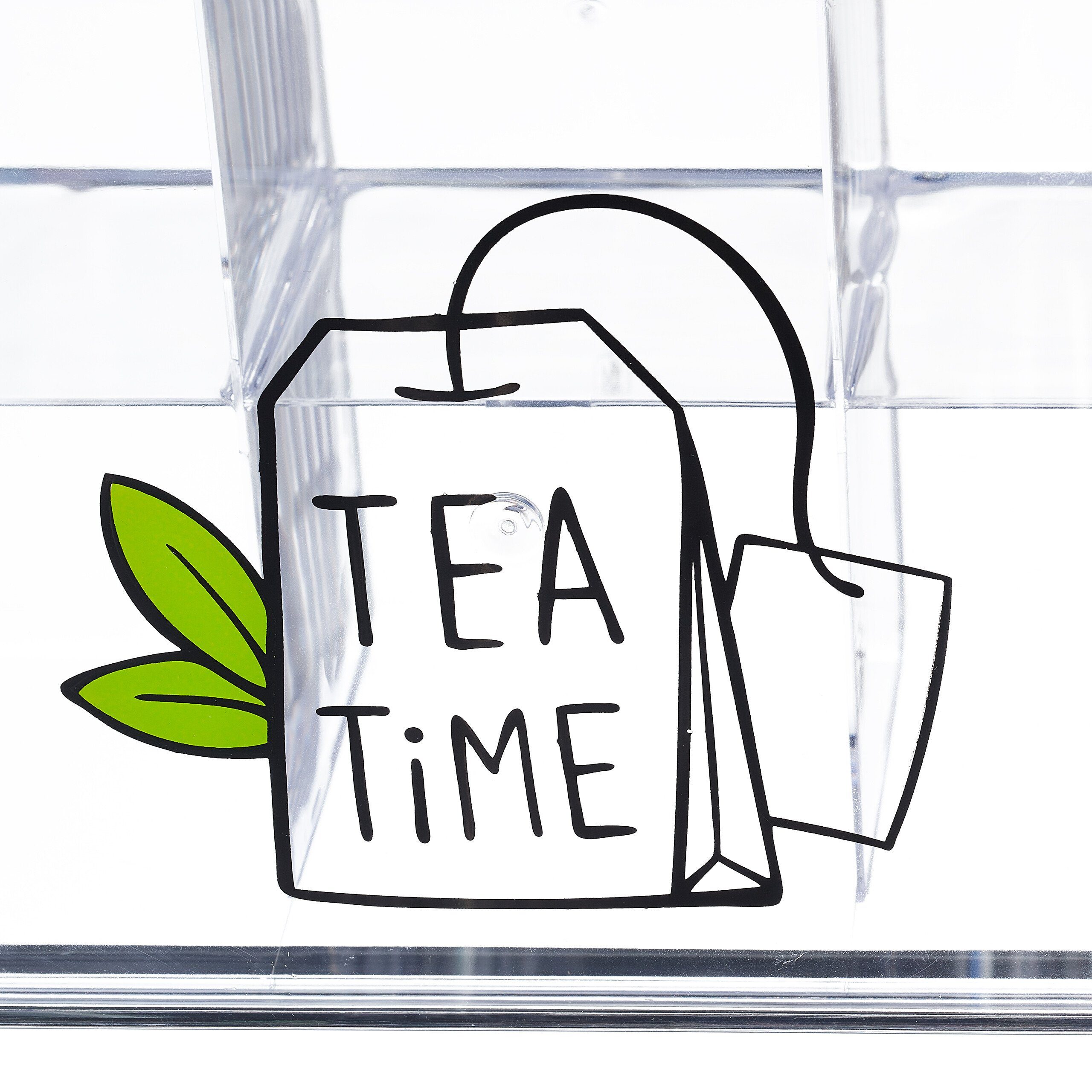 relaxdays Teebox Transparente Teebox Kunststoff 6 mit Fächern