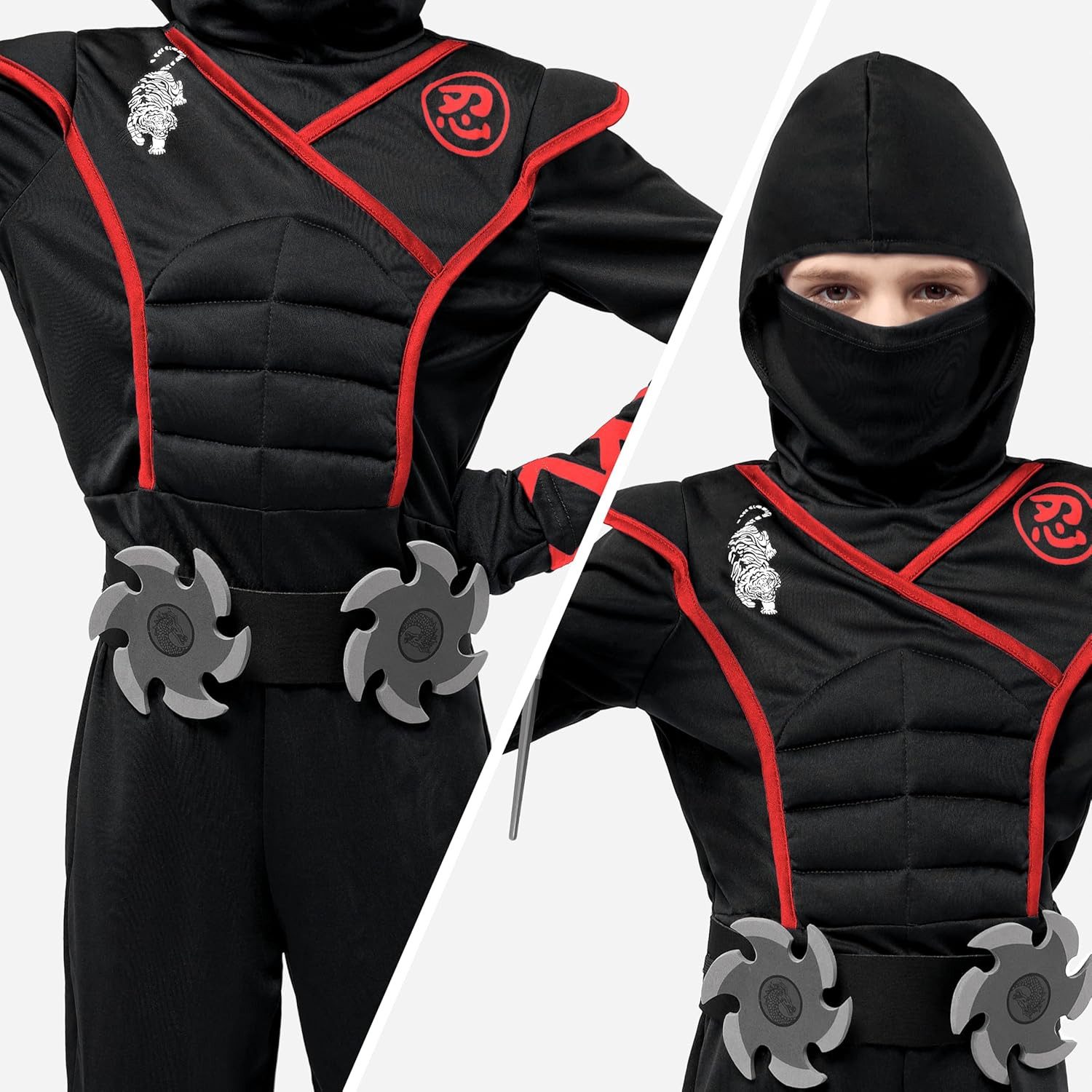 UE Stock Kostüm Kinder Halloween Ninja Kostüm mit mit Rüstung Gr. XXL 14-16 Jahre, für Ninja-Mottopartys und alltägliche Abenteuer