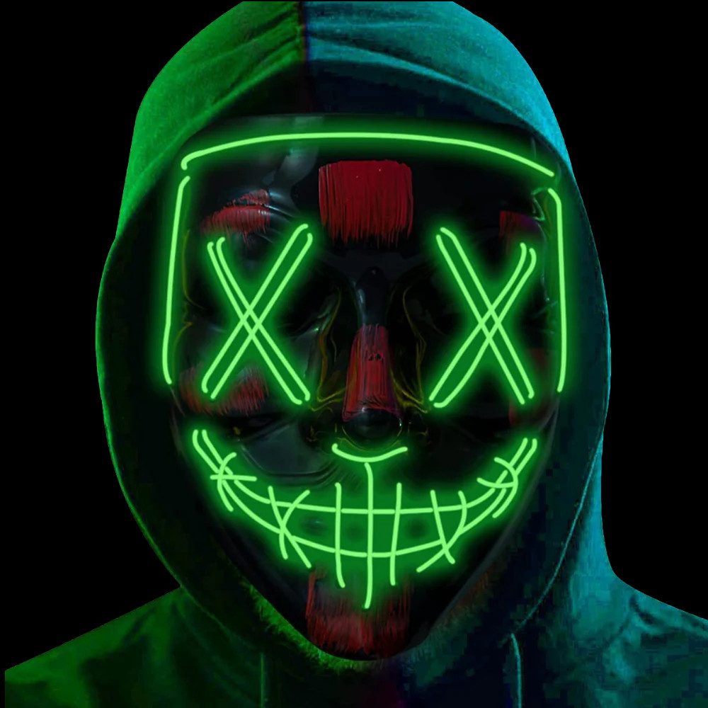 FASCHINFEVER Verkleidungsmaske LED Purge Maske - Halloween Kostüm Herren Halloween Maske, (Packung), mit Lichteffekten