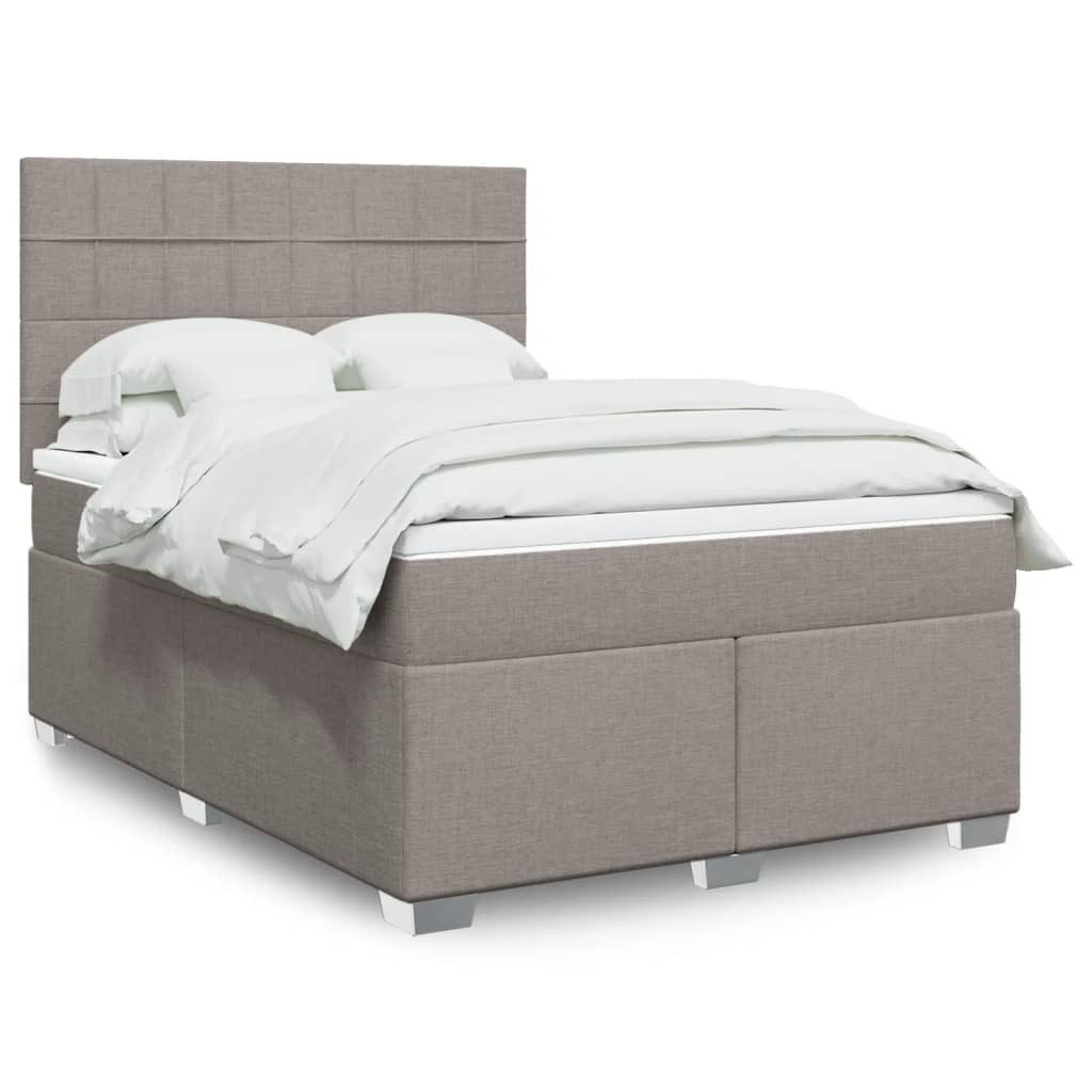 vidaXL Bett Boxspringbett mit Matratze Taupe 140x200 cm Stoff