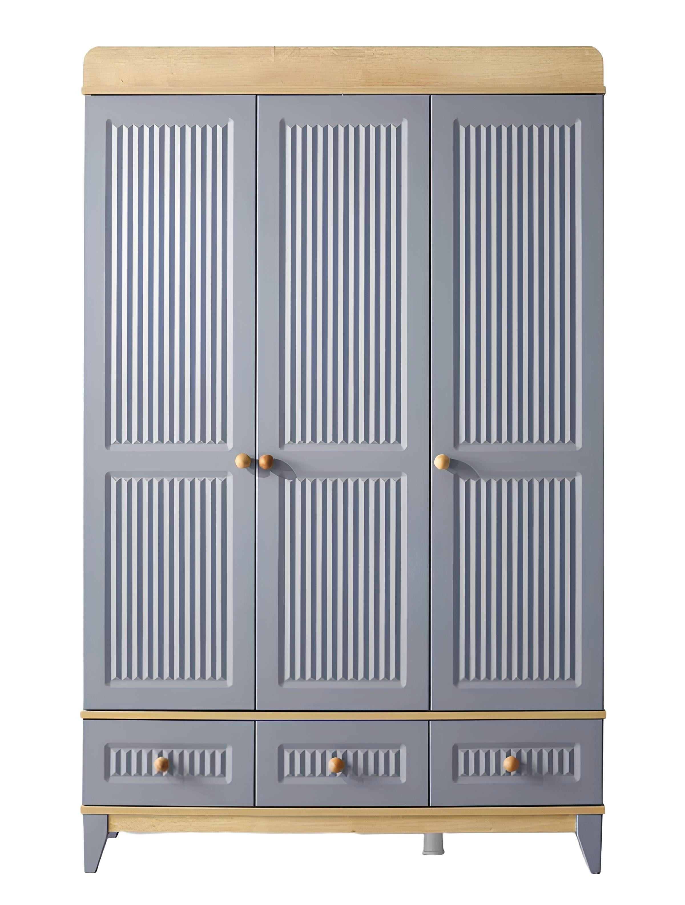 Xlmoebel Kleiderschrank Moderner Kleiderschrank mit grauen Fronten und Holzdetails (Kleiderschrank) Hergestellt in Europa