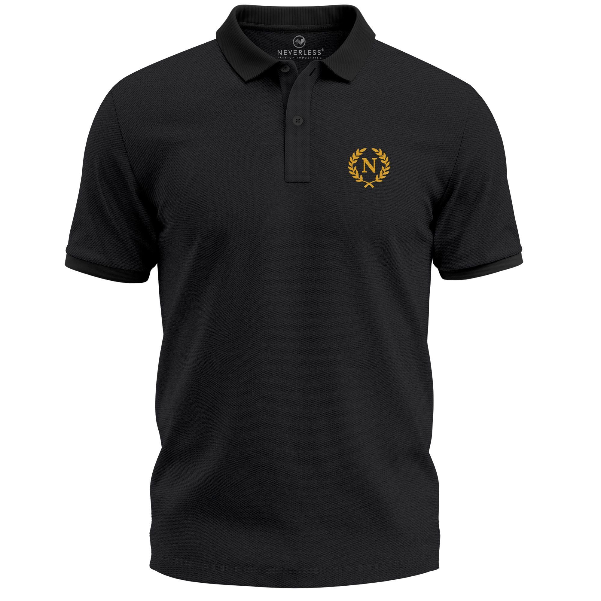 Neverless Poloshirt Poloshirt Herren mit Aufdruck Logo Lorbeerkranz – Kurzarm Polo Sommer mit Print