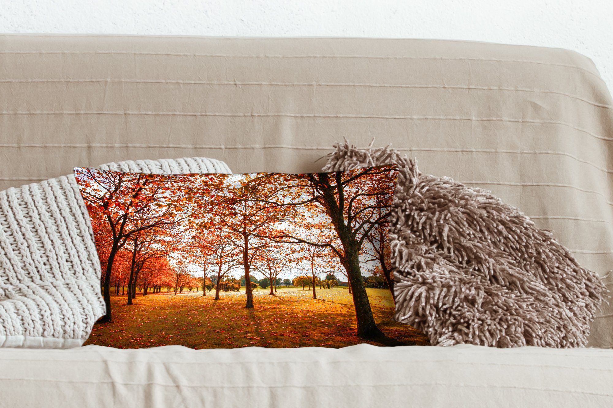 - Dekokissen Herbst Dekoration, Füllung, Zierkissen, MuchoWow Wohzimmer - Natur, mit Dekokissen Herbstblätter Schlafzimmer