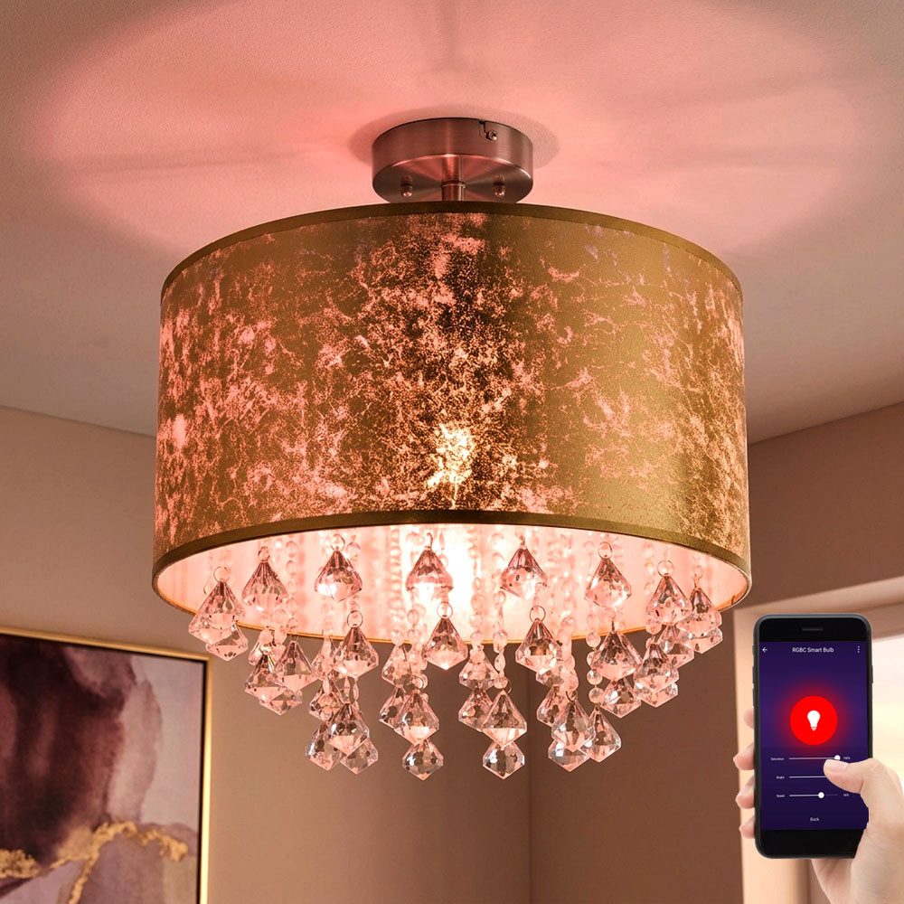GLOBO LIGHTING LED Deckenleuchte, Leuchtmittel inklusive, Kaltweiß, Warmweiß, Neutralweiß, Tageslichtweiß, Farbwechsel, Deckenlampe Deckenleuchte Wohnzimmerlampe gold Smart LED dimmbar 30 cm