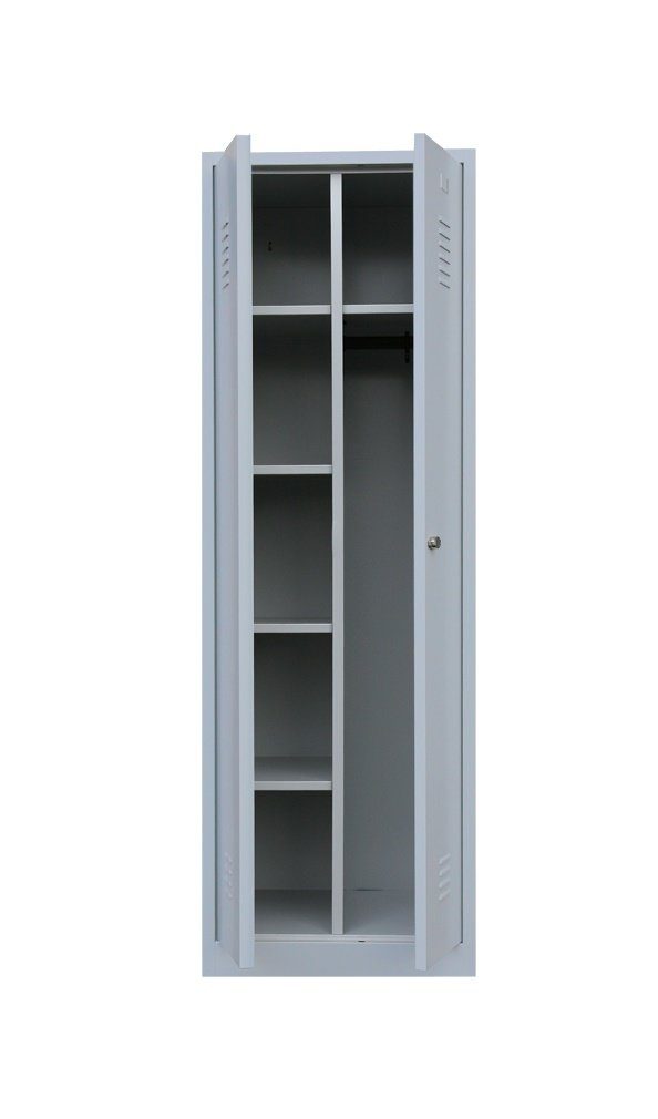 Mehrzweckschrank Kleider-Wäsche-Schrank mit Garderobenteil Spind 2-türig 180x50x50