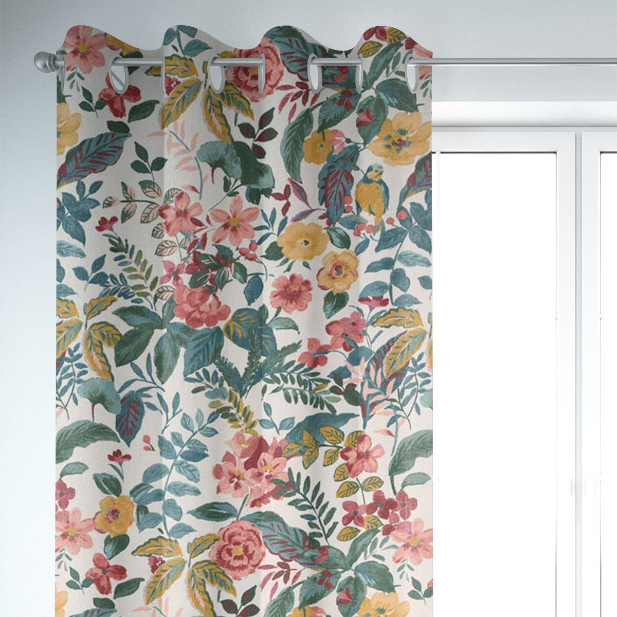 SCHÖNER LEBEN. Vorhang SCHÖNER LEBEN. Vorhang STUDIO G Panama Posy Blush bunt 245cm, Ösen, blickdicht, Baumwolle, handmade