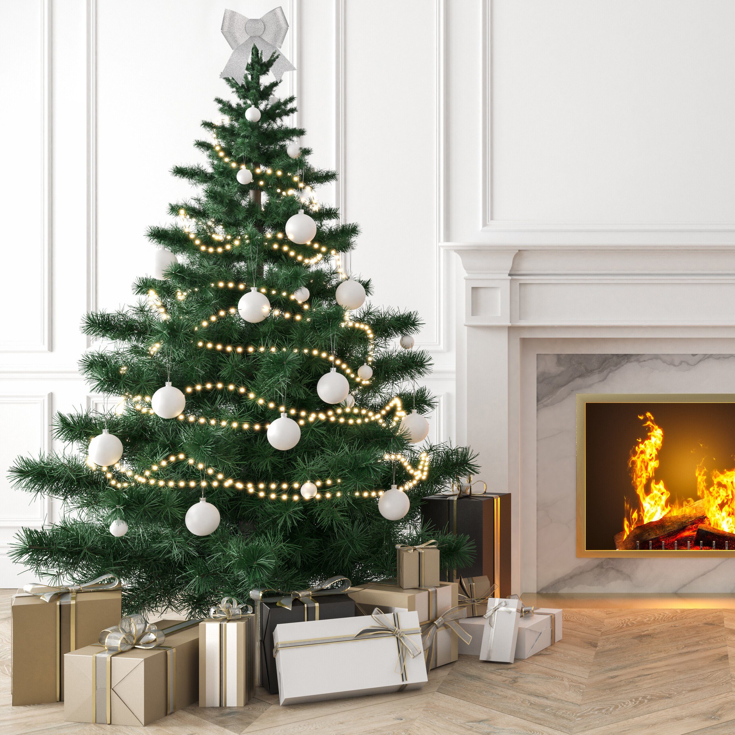 relaxdays Weihnachtsbaumschleife Glitzernde Schleife im 10er Set, silber