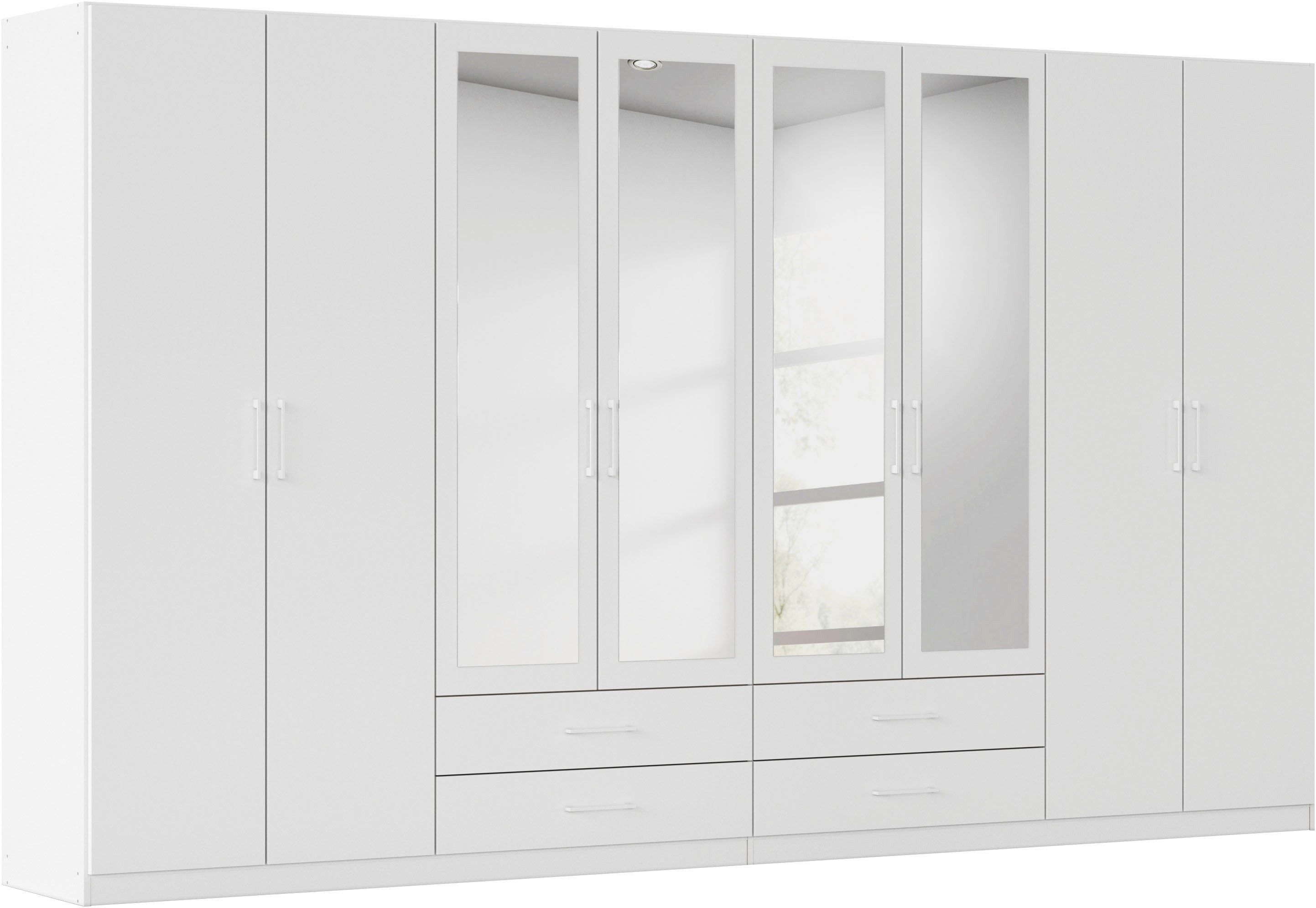 rauch Kleiderschrank Schrank Garderobe Ankleide GAMMA Breiten 91/136/181/226/271/315/360 cm (in 3 Ausstattungen BASIC/CLASSIC/PREMIUM (inkl. SOFT-CLOSE-Funktion) verschiedene Griff-Varianten, mit Spiegel TOPSELLER MADE IN GERMANY