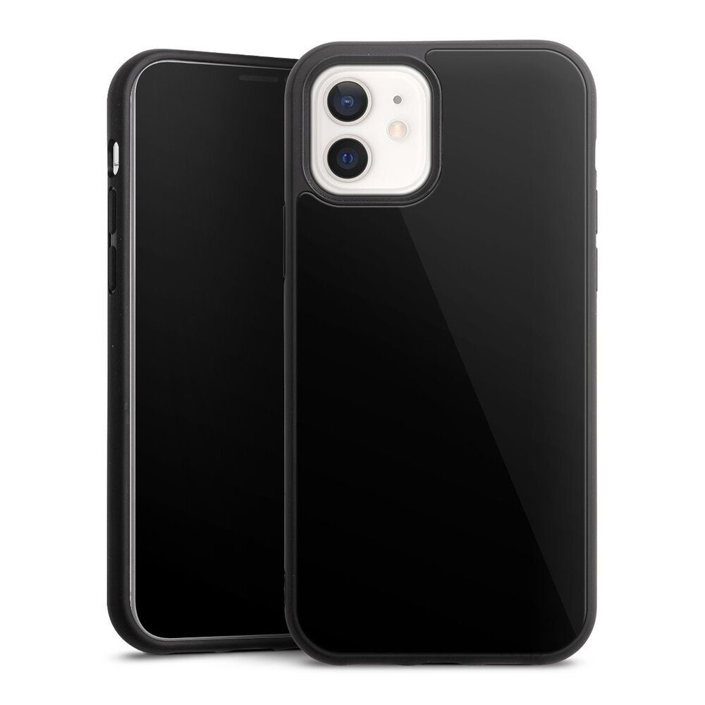 DeinDesign Handyhülle einfarbig schwarz Farbe Schwarz, Apple iPhone 12 Gallery Case Glas Hülle Schutzhülle 9H Gehärtetes Glas