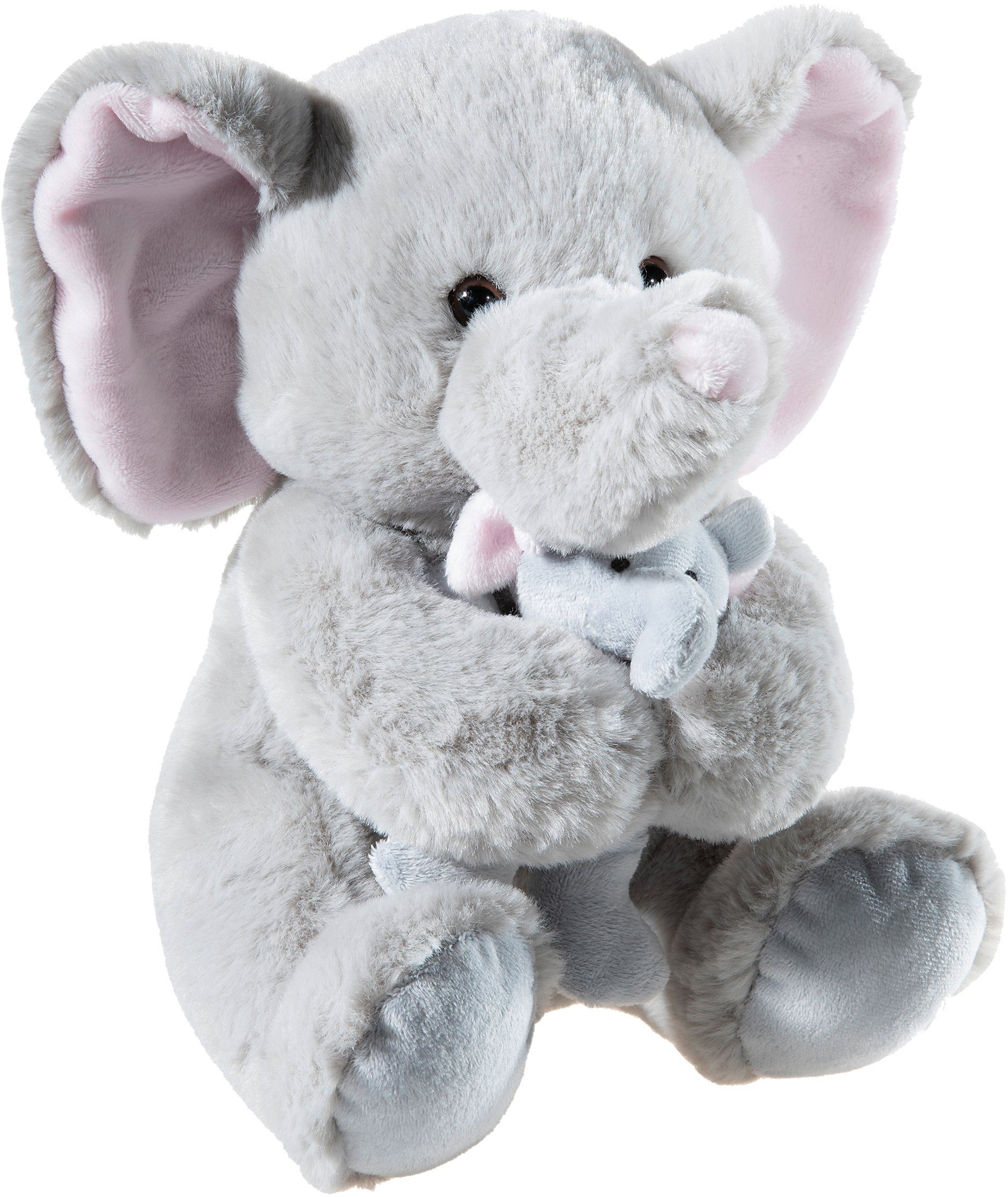 Image of Heunec Misanimo Kuscheltier Elefant mit Kind, sitzend, 25 cm, grau