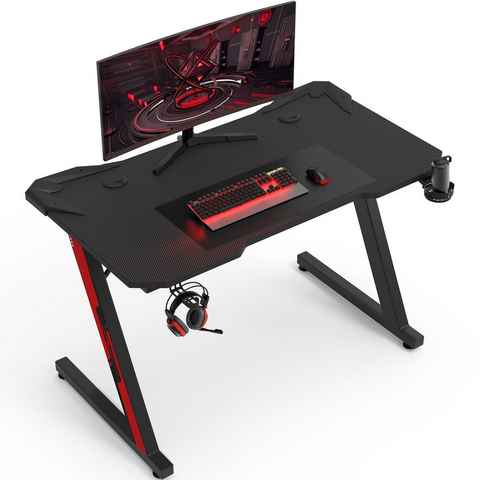 HOMALL Gamingtisch Gaming Tisch 120 x 60 cm, Z-Frame Gaming Schreibtisch