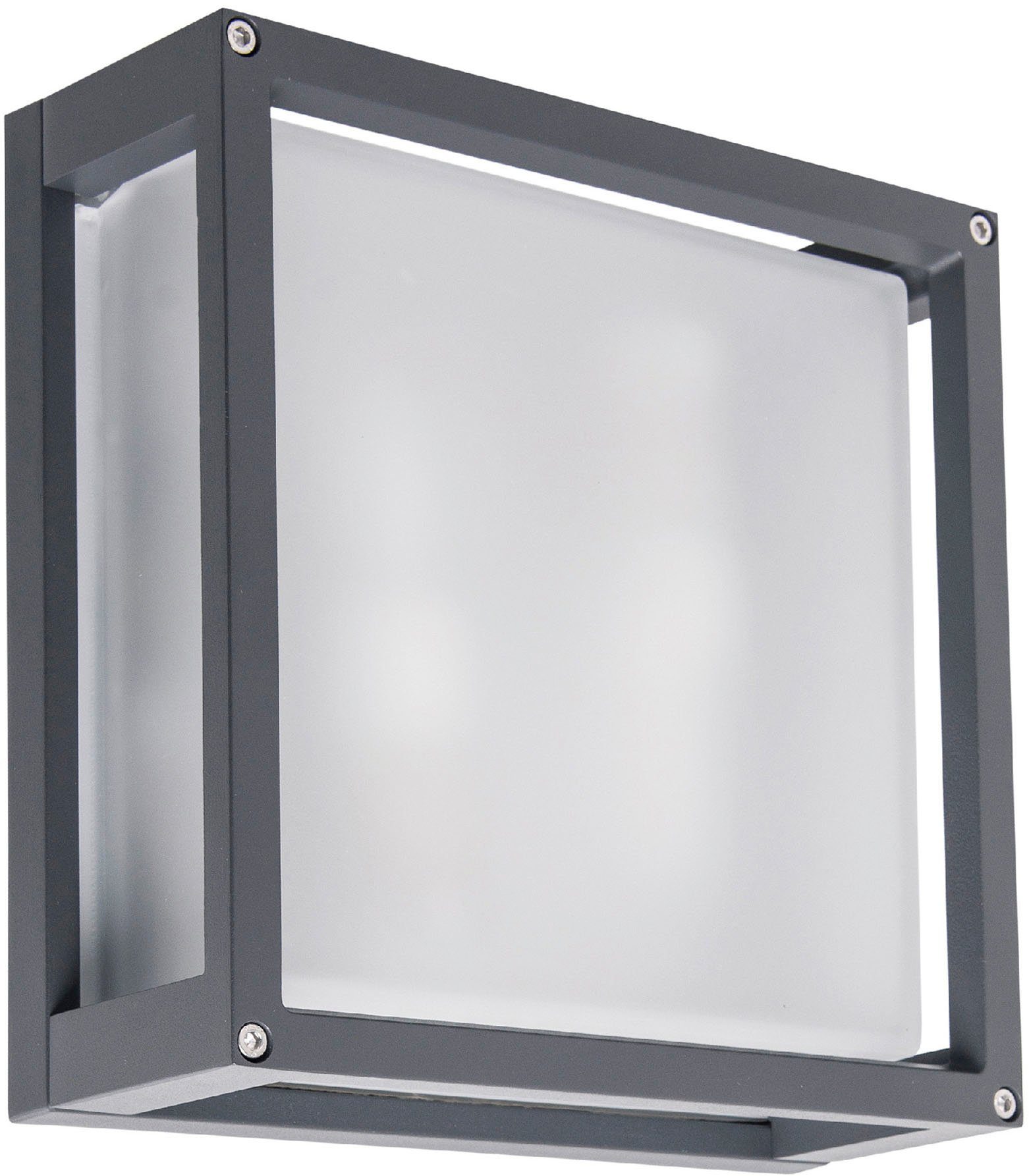 exkl. max. ohne anthrazit eckige E27 Aluminium, näve Außen-Wandleuchte Glas, 20W, Ray, Leuchtmittel, Kastenform, 2x