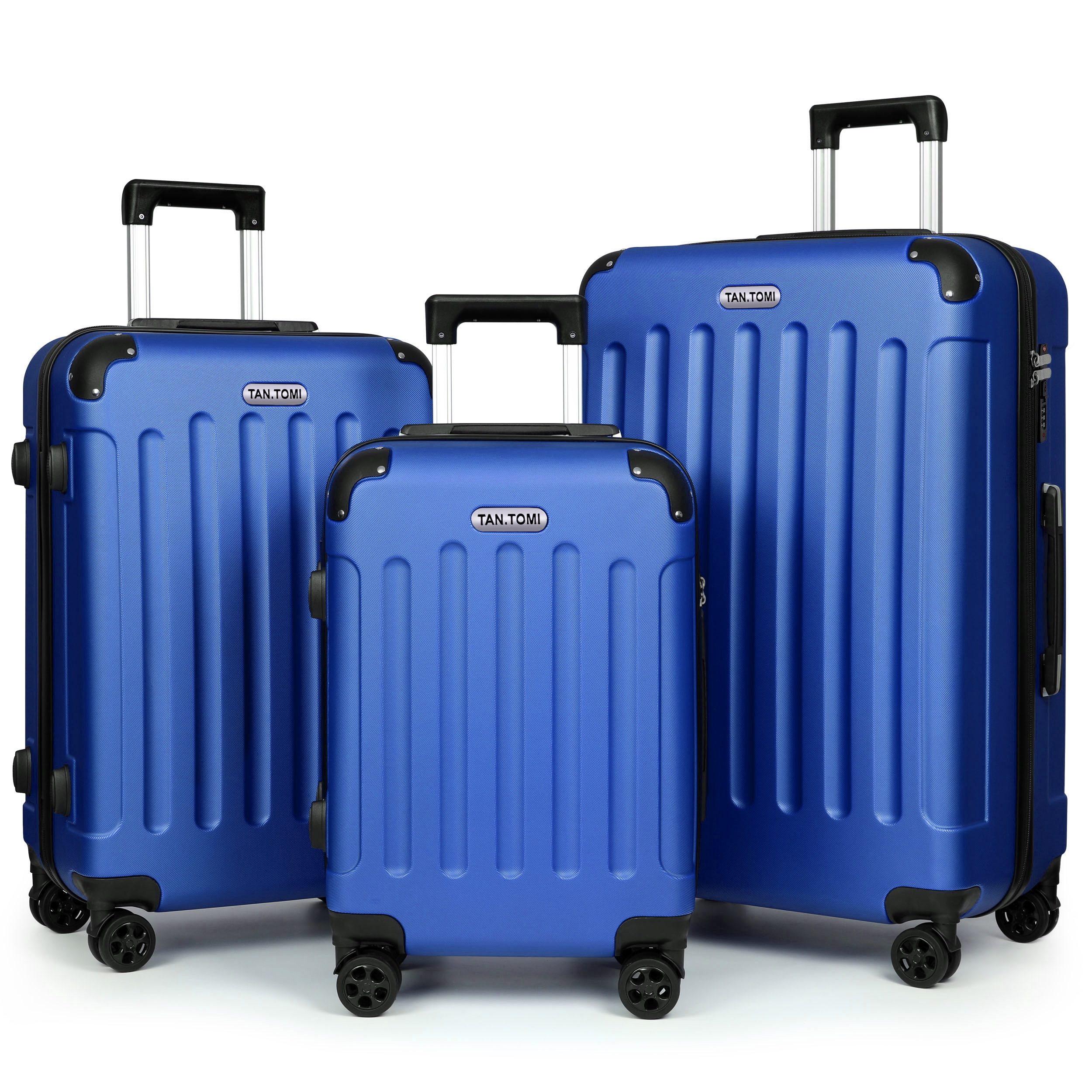 TAN.TOMI Kofferset 3-Tlg Reisekoffer Koffer Kofferset Trolleys Hartschale, 4 Rollen, Trolley Handgepäck Große Kapazität mit 4 Rollen und Zahlenschloss