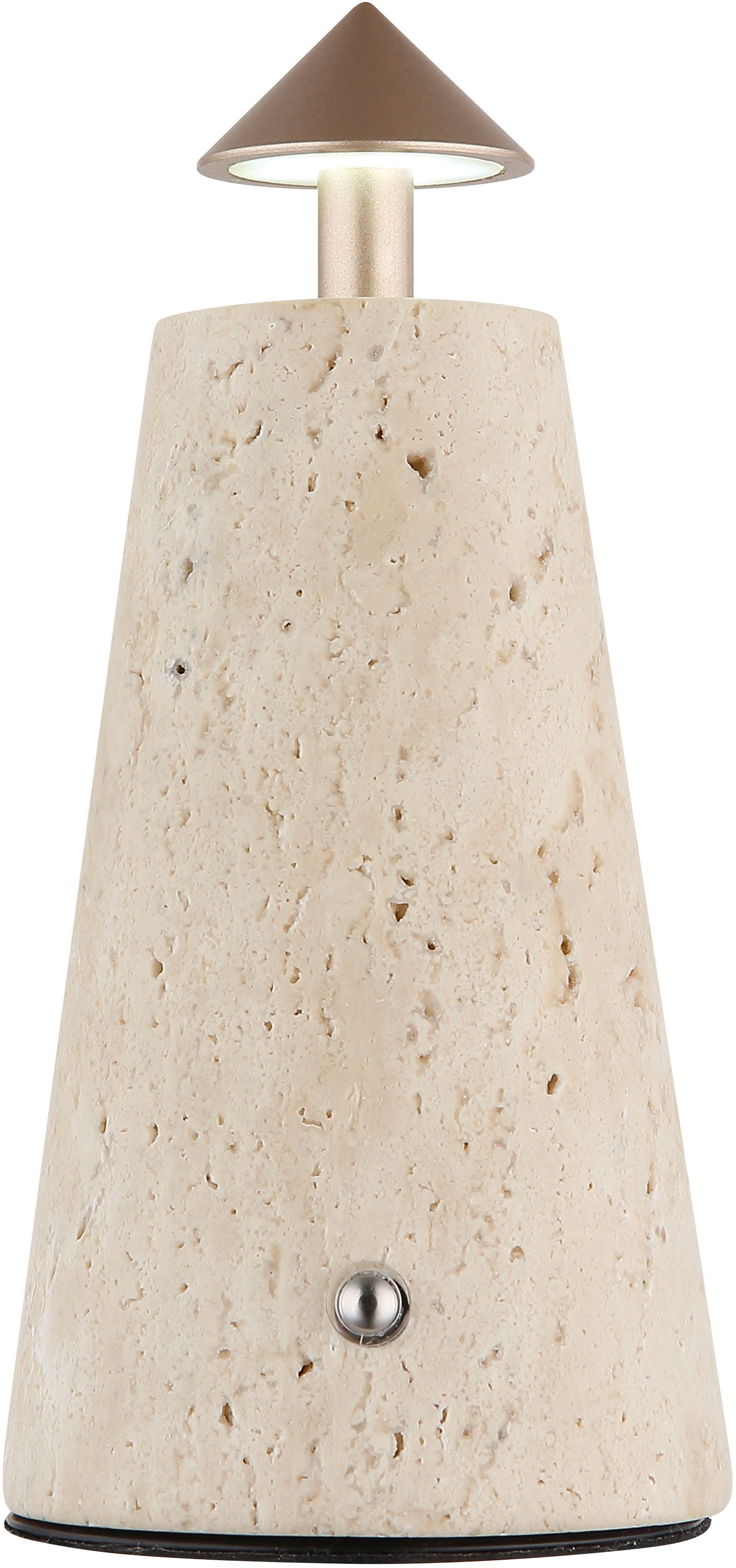 GLOBO LIGHTING Tischleuchte LIVA, LED fest integriert, Travertine Tischleuchte mit Touchdimmer, USB-C, LED 1.2W