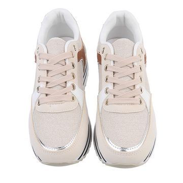 Ital-Design Damen Low-Top Freizeit Sneaker (86188198) Keilabsatz/Wedge Sneakers Low in Beige