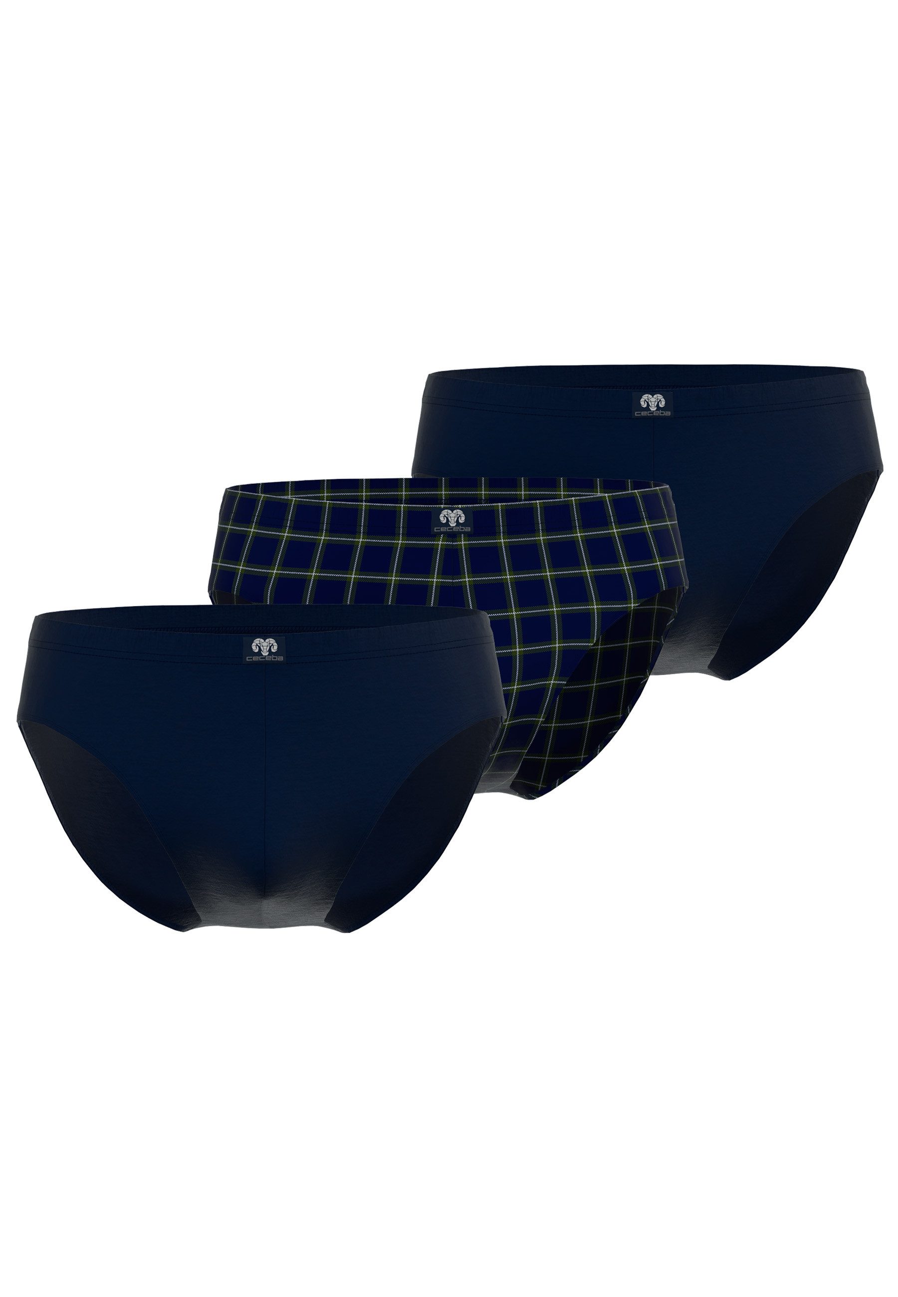 Slip CECEBA Herren Slip blau kariert 3er Pack