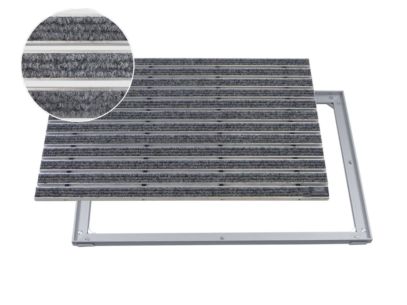 Fußmatte Emco Eingangsmatte DIPLOMAT + Rahmen 15mm Aluminium, Rips Hellgrau, Emco, rechteckig, Höhe: 15 mm, Größe: 600x400 mm, für Innen- und überdachten Außenbereich