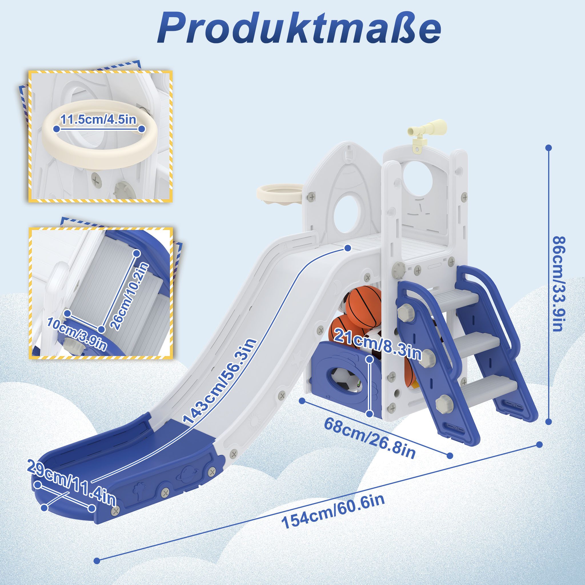 FIVMEN Rutsche 5-in-1 Kinderrutsche für Kleinkinder,Indoor und Outdoor, (Fr günstig online kaufen
