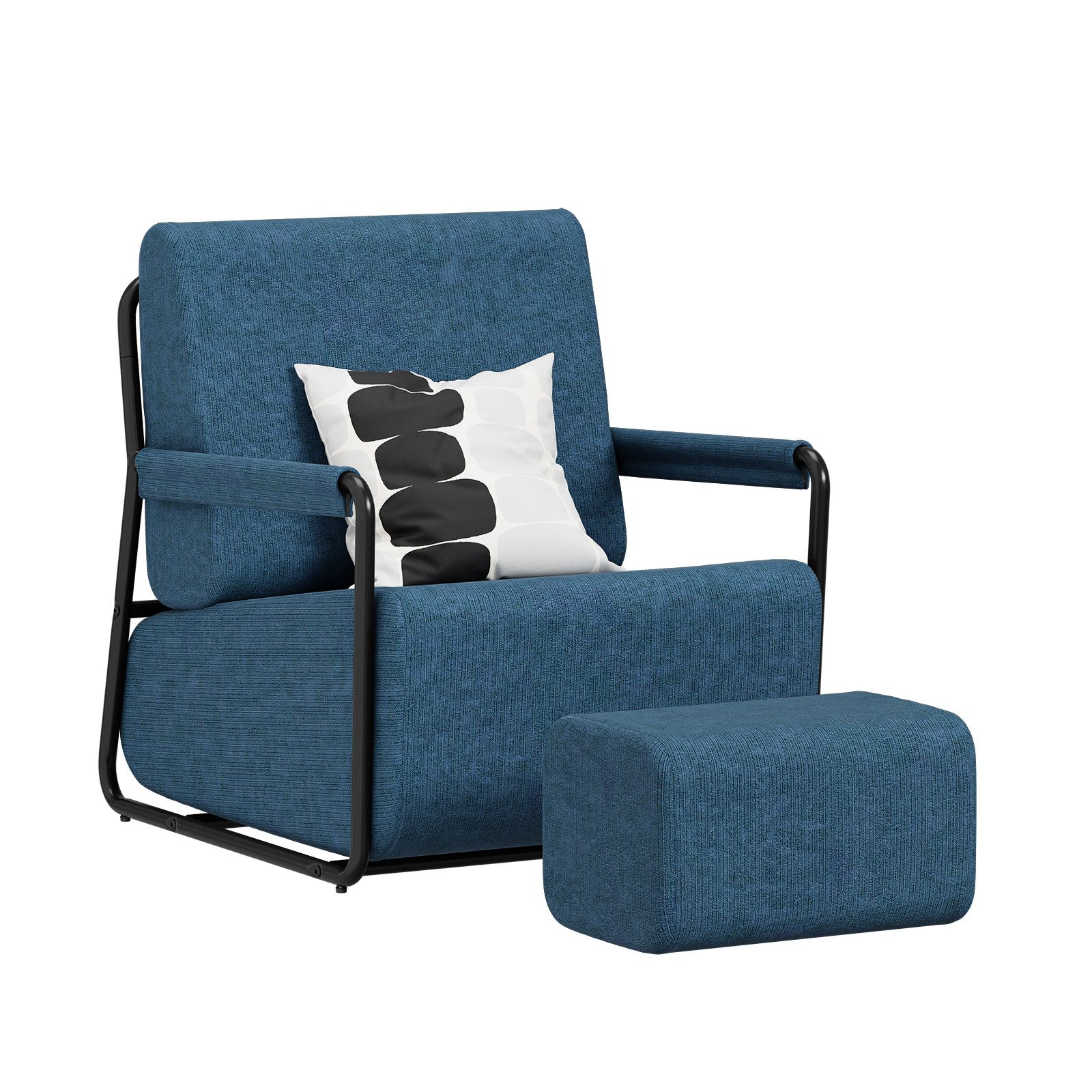 SoBuy Sessel FST99, Relaxsessel mit Hocker, Ohrensessel Ergonomisches Design (1er Set), Sessel mit Rückenlehne und Fußstütze, TV-Sessel, bis 150 kg belastbar