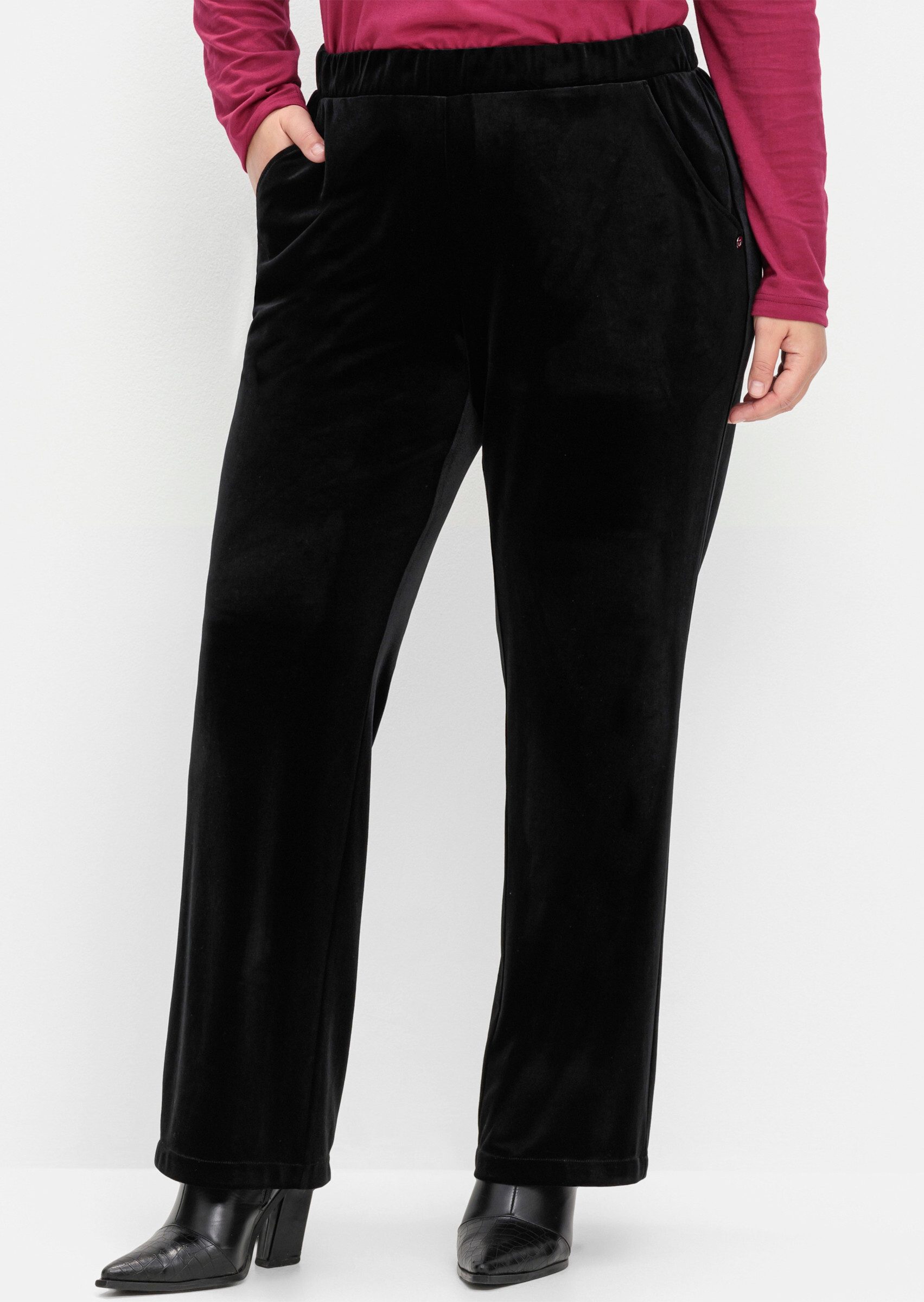 Sheego Jerseyhose Samthose . aus Samt, mit Teilgummibund günstig online kaufen