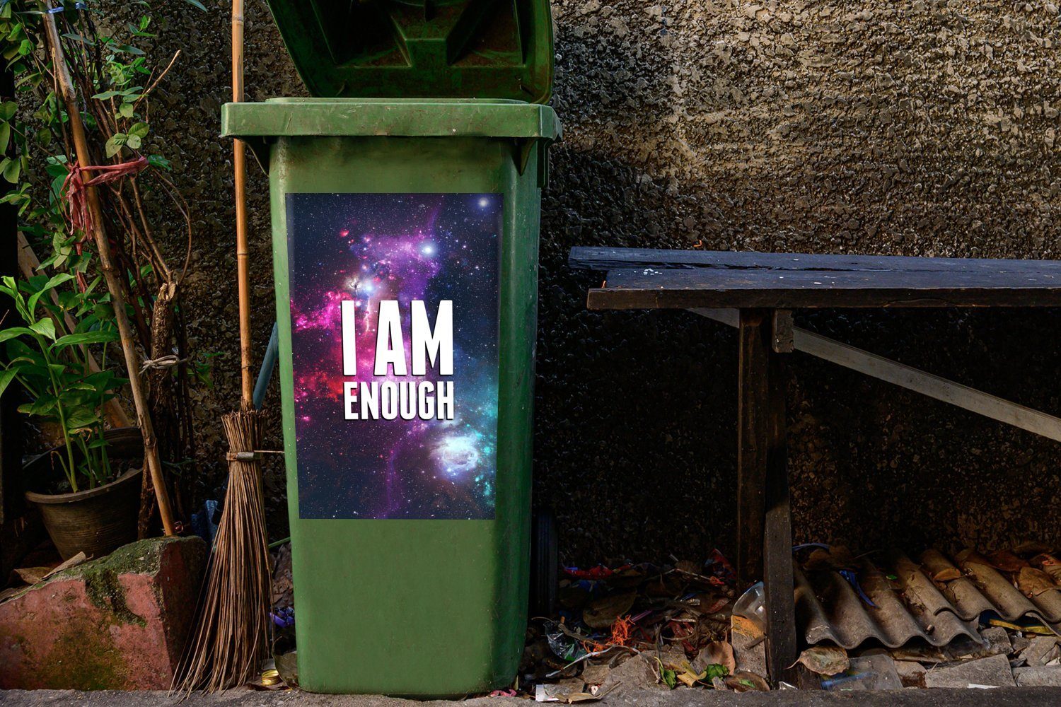 Mülltonne, MuchoWow Zitate Sticker, Sprichwörter Wandsticker Container, Mädchen bin - - St), 'Ich Mülleimer-aufkleber, - - Raum - (1 Jungen - genug' Abfalbehälter
