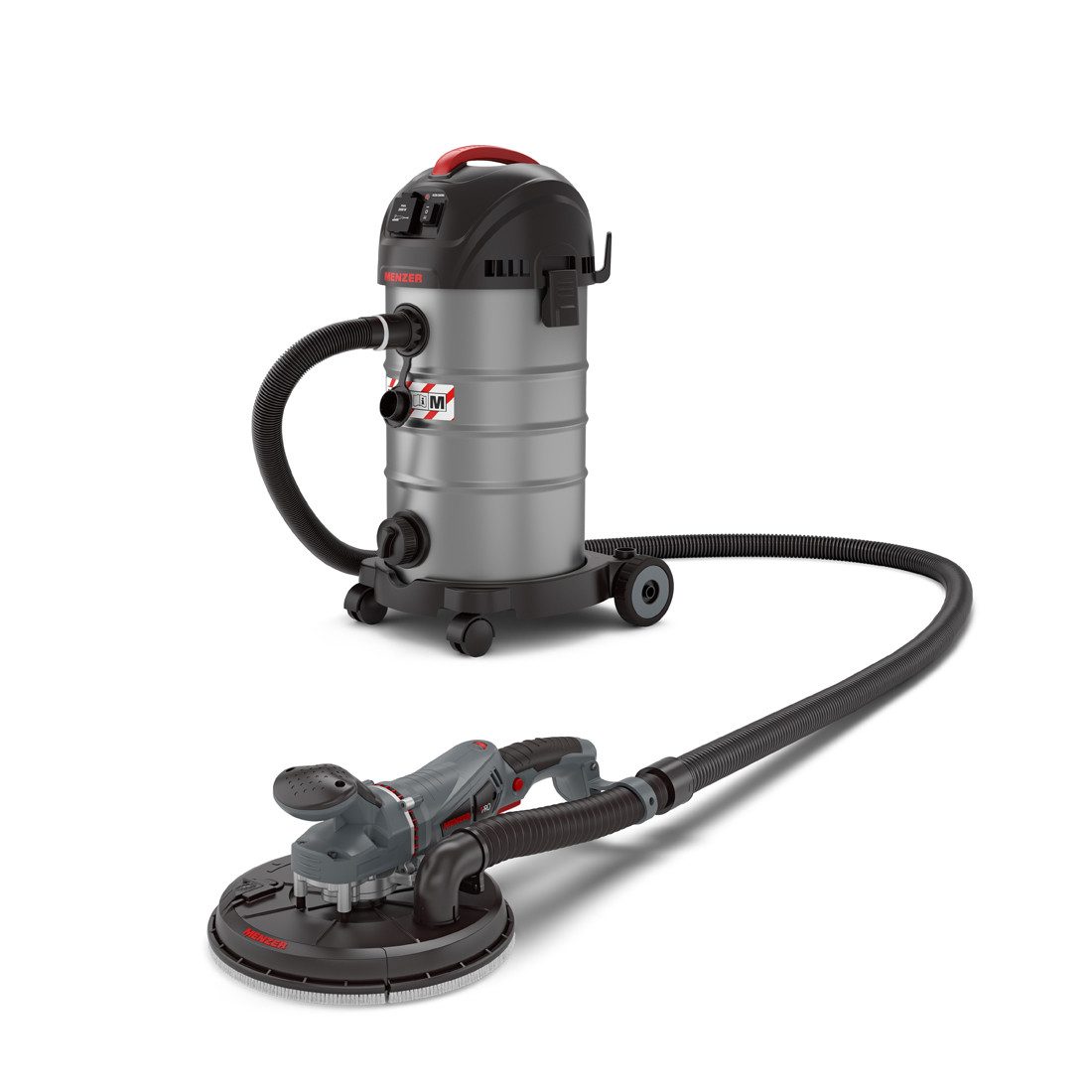 MENZER Trockenbauschleifer TBS 225 PRO + VCM 330, max. 2100 U/min, (Set), Set mit Sicherheitssauger, Nass-Trocken-Sauger