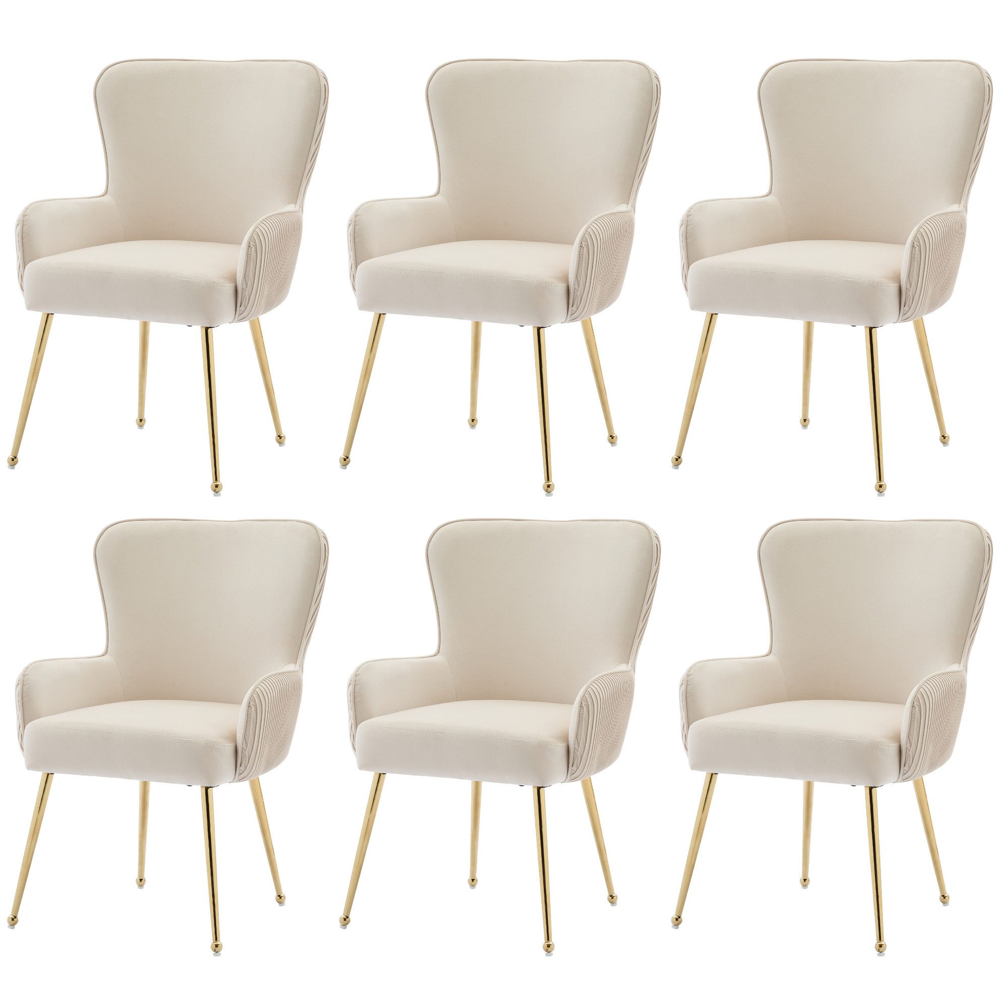 Flieks Esszimmerstuhl (Set, 6 St), 6er Set Polsterstühle mit Armlehnen Wohn günstig online kaufen