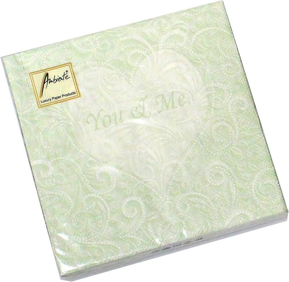 Ambiente Luxury Paper Products Papierserviette Hochzeit, Valentinstag, Hochzeitstag, Herz, Liebe, Tischdeko, ideal für Bastelarbeiten wie Decoupage, Junk-Tagebuch, Scrapbooking