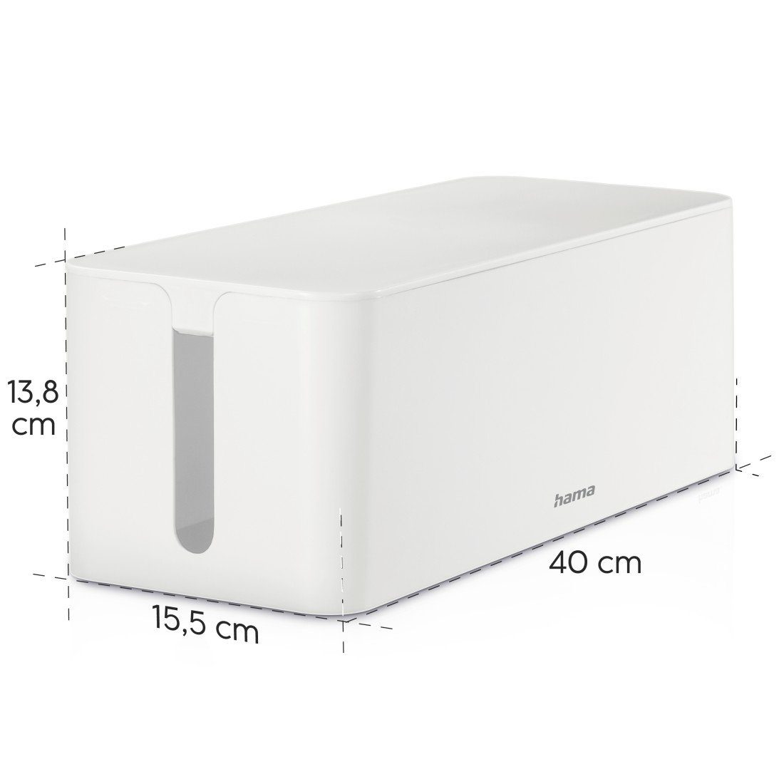 Hama Kabelbox Kabelbox für Standard 6er Steckdosenleisten, Stecker, Kabel, Ladegerät, (1-tlg), Schlichtes Design, Schreibtisch, Tisch, große Aufbewahrungsbox – Bild 4 von 5