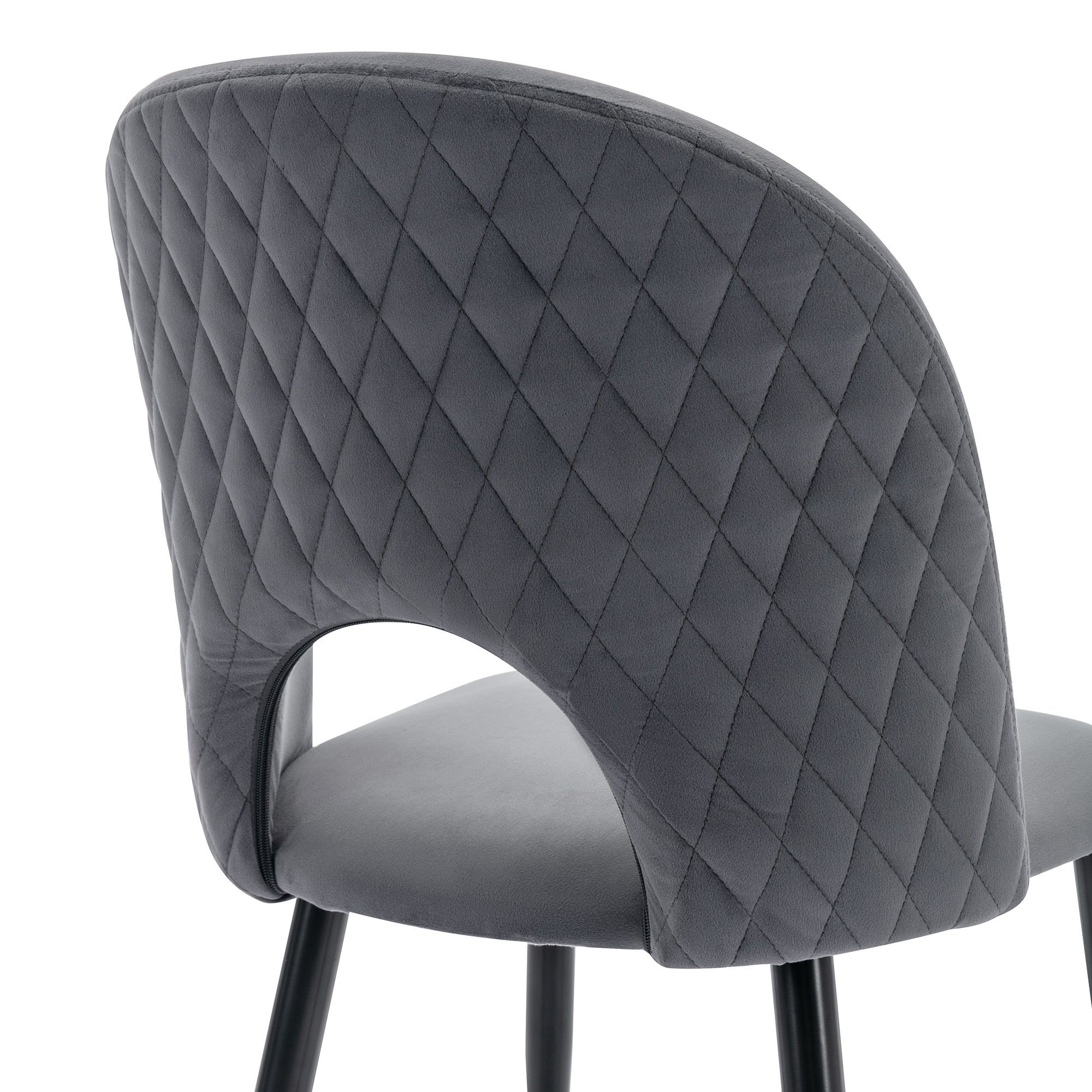 Essgruppe, (117x68 cm Küchentisch mit 4x Polsterstühlen), mit Diamantmuster, Verstellbare Stuhlbeine, Samt Esszimmerstuhl
