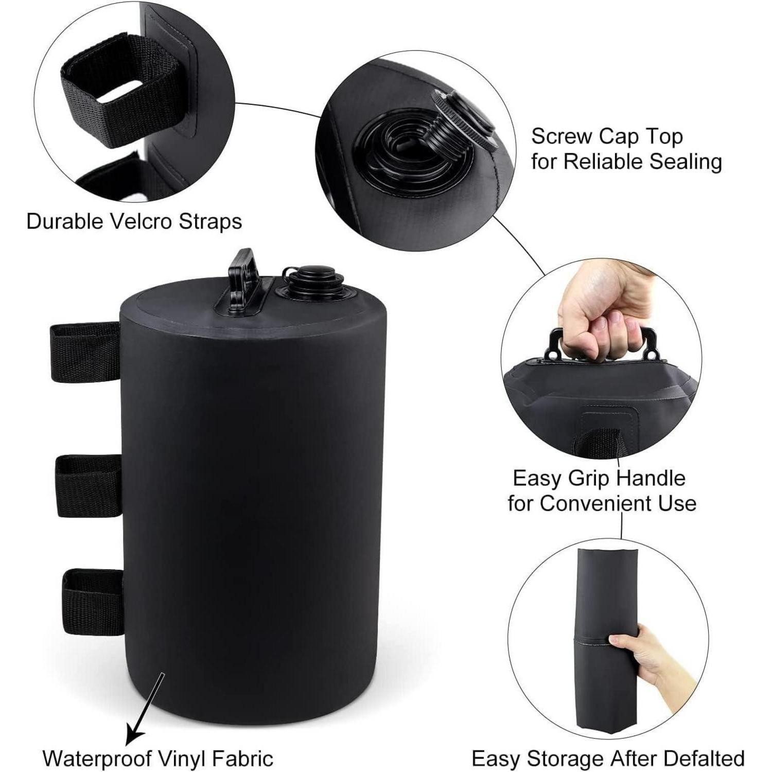 MRWiZMS Sandsack Pavillon Sandsack Set 4er Standfuß Gewichte Wasserbefüllbar Schwarz