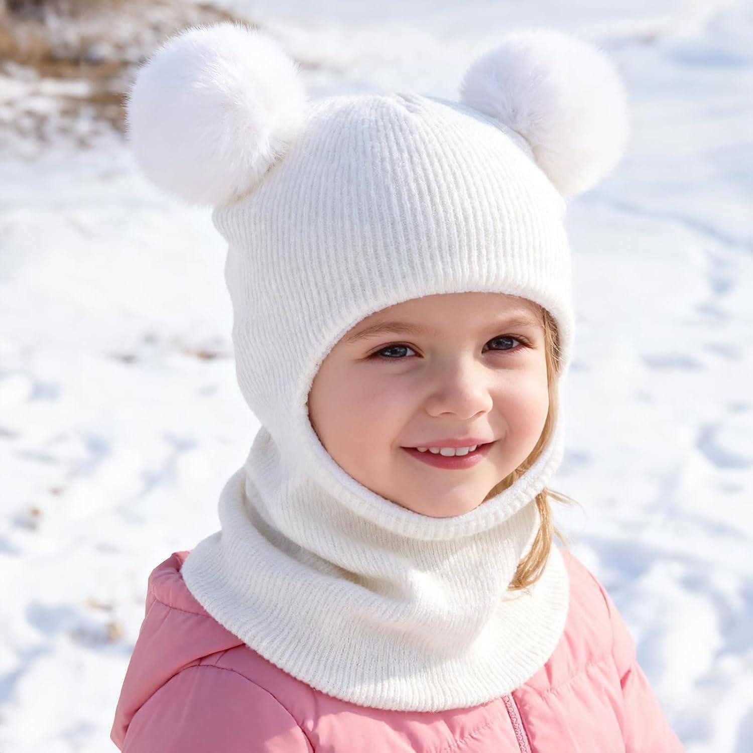 LuxusKollektion Sturmhaube Wintermütze Baby Kinder Sturmhaube Thermo Winddicht Dicker Off-White